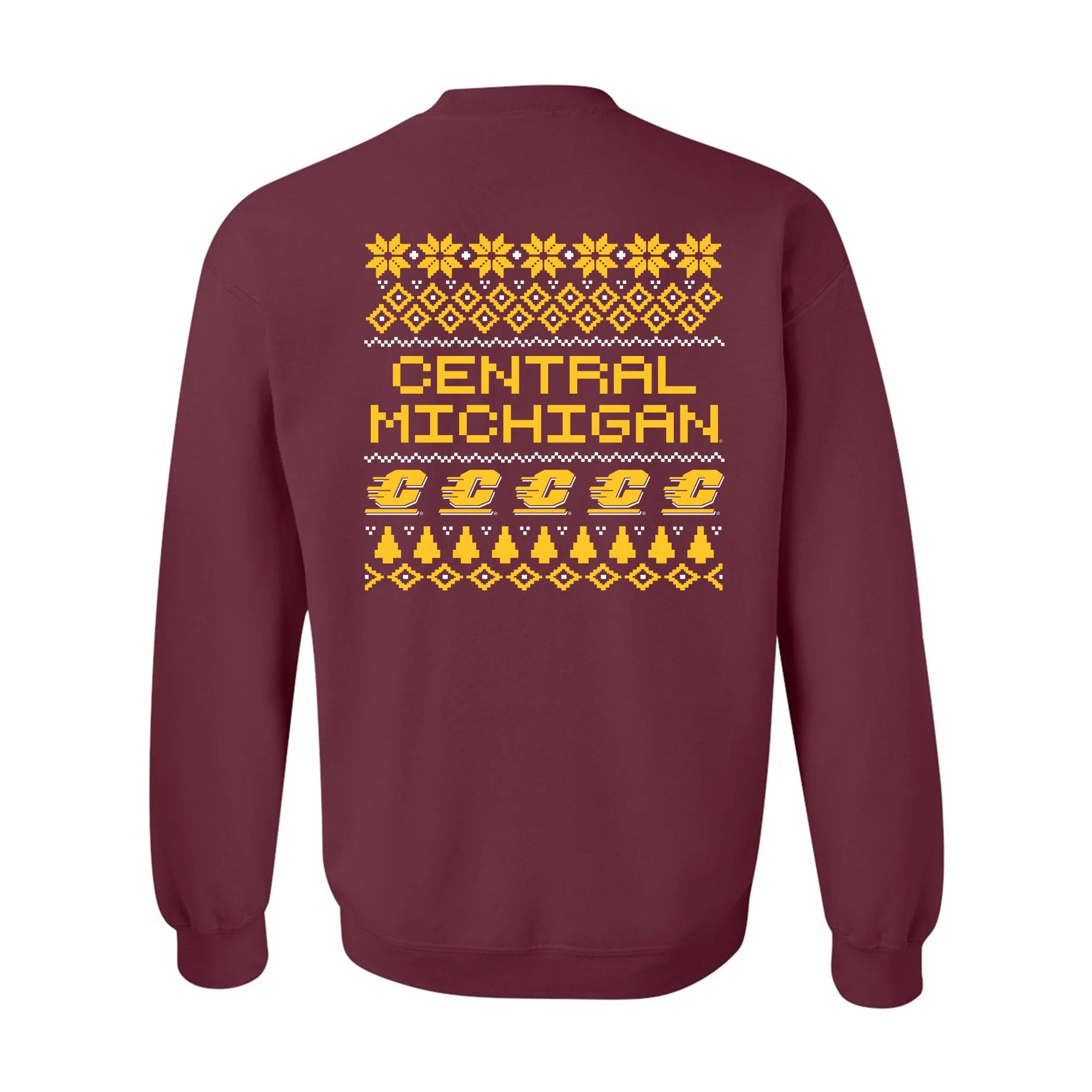 Central Michigan Holiday Sweater Crewneck - Maroon - Image 4