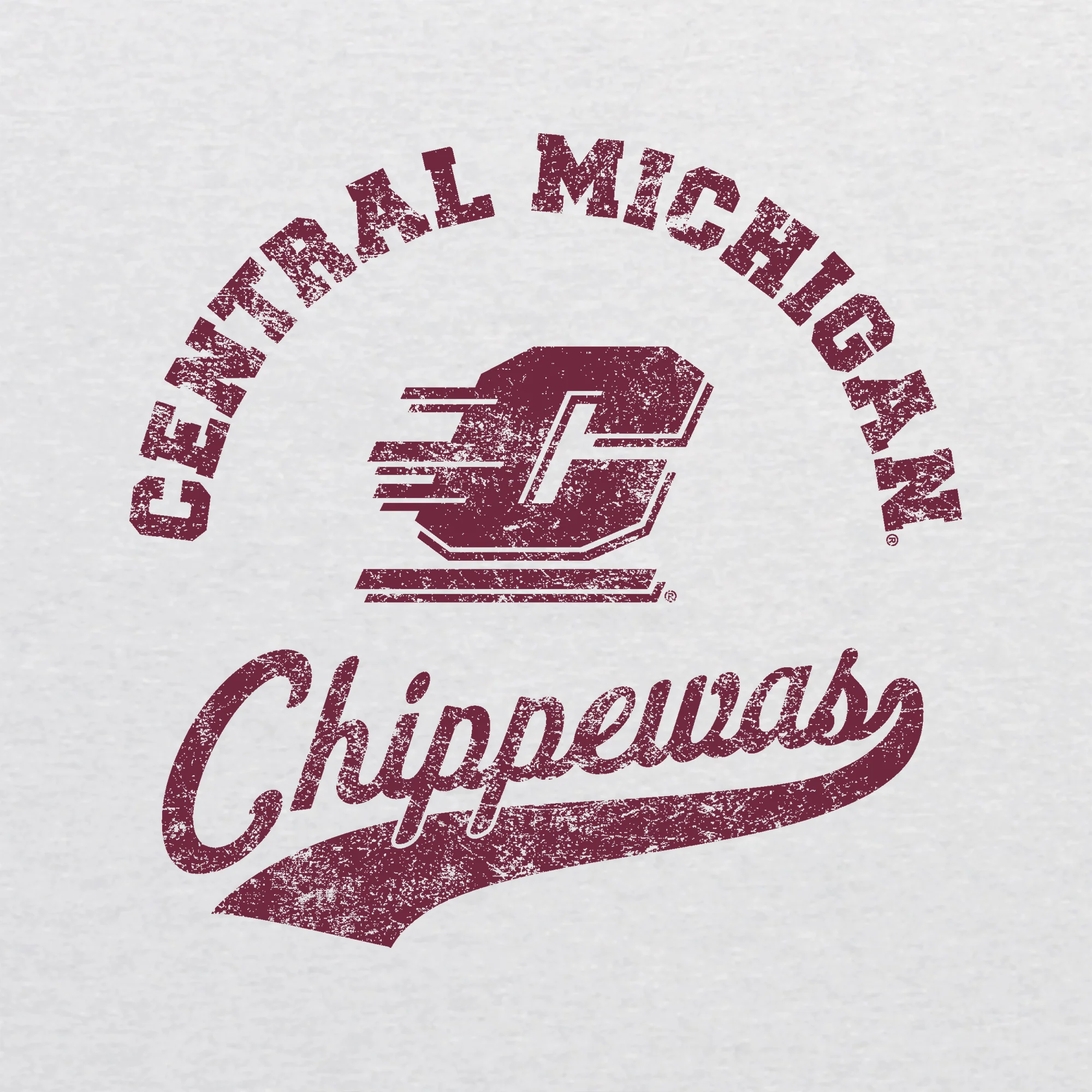 Central Michigan Retro Script NLA Triblend T-Shirt - Heather White - Image 2