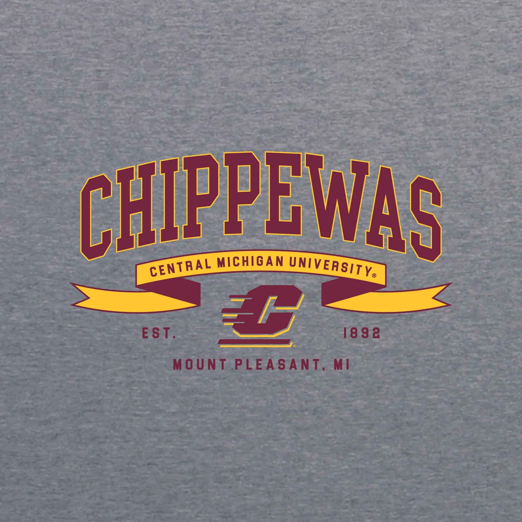 Central Michigan Ribbon Flight NLA Triblend T-Shirt - Premium Heather - Image 2