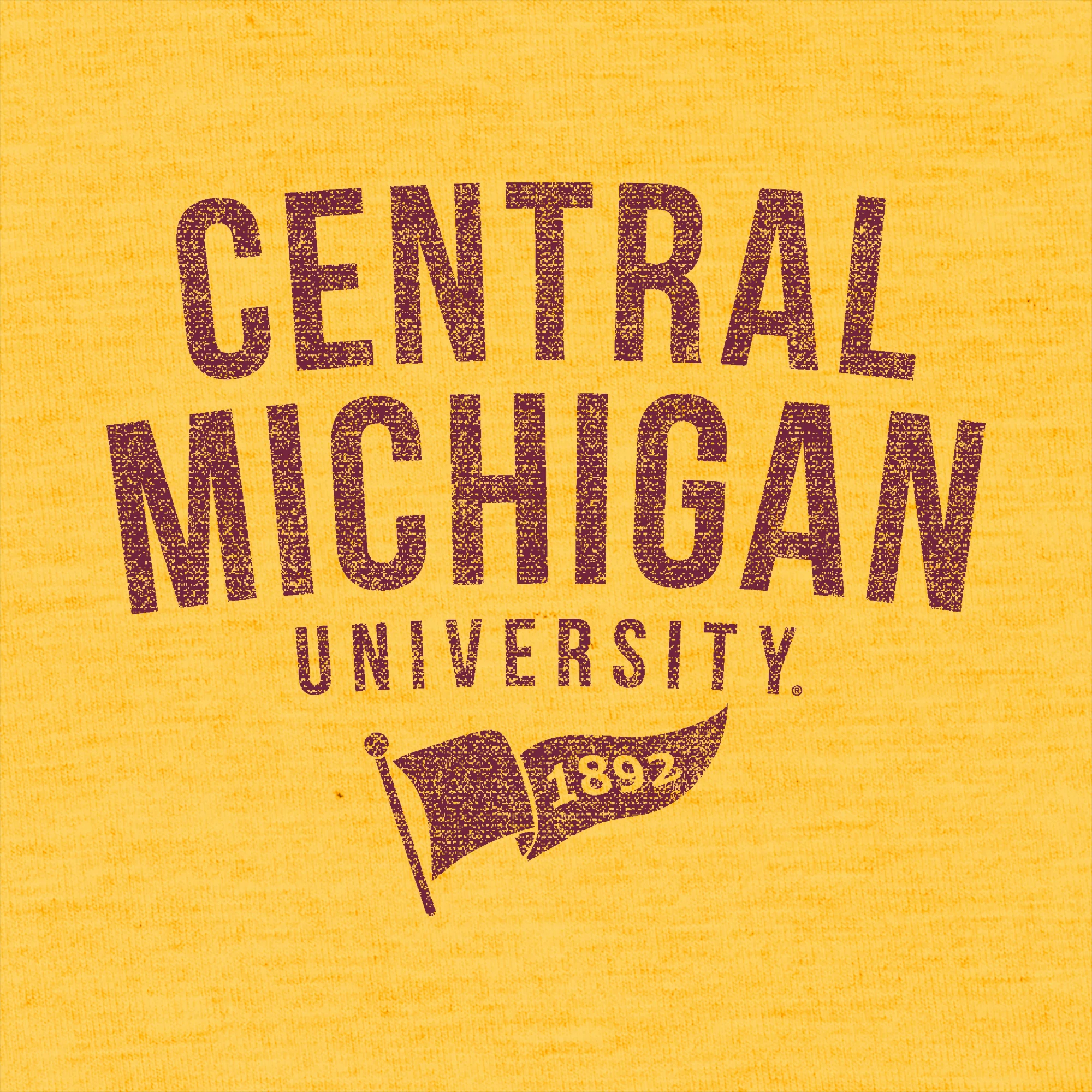 Central Michigan University Chippewas 1892 Banner Canvas Short Sleeve Triblend T-Shirt - Yellow Gold - Image 2