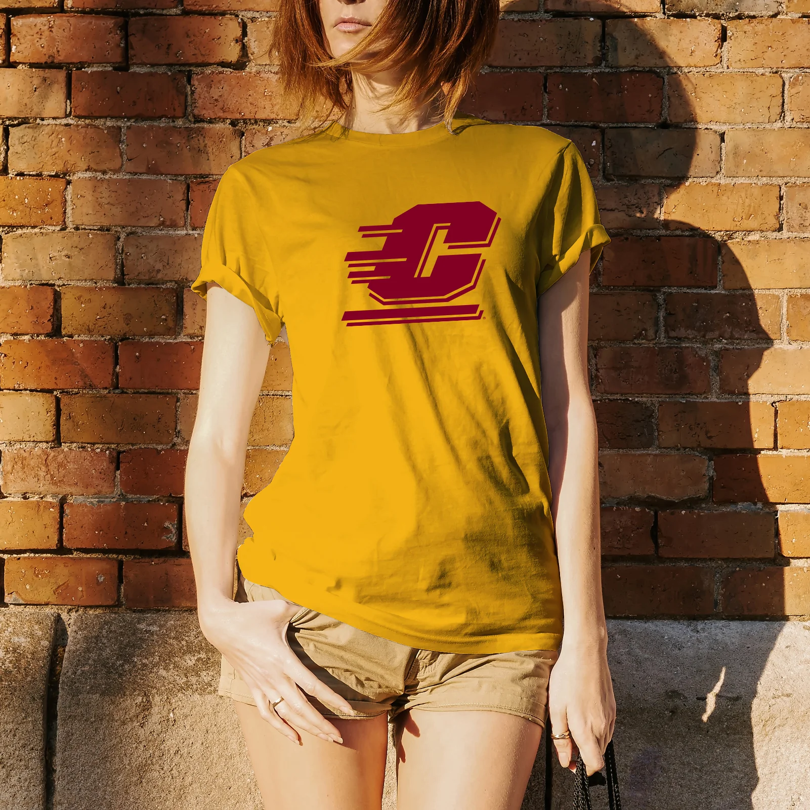 Central Michigan University Chippewas Action C Short Sleeve T Shirt - Gold - Image 4