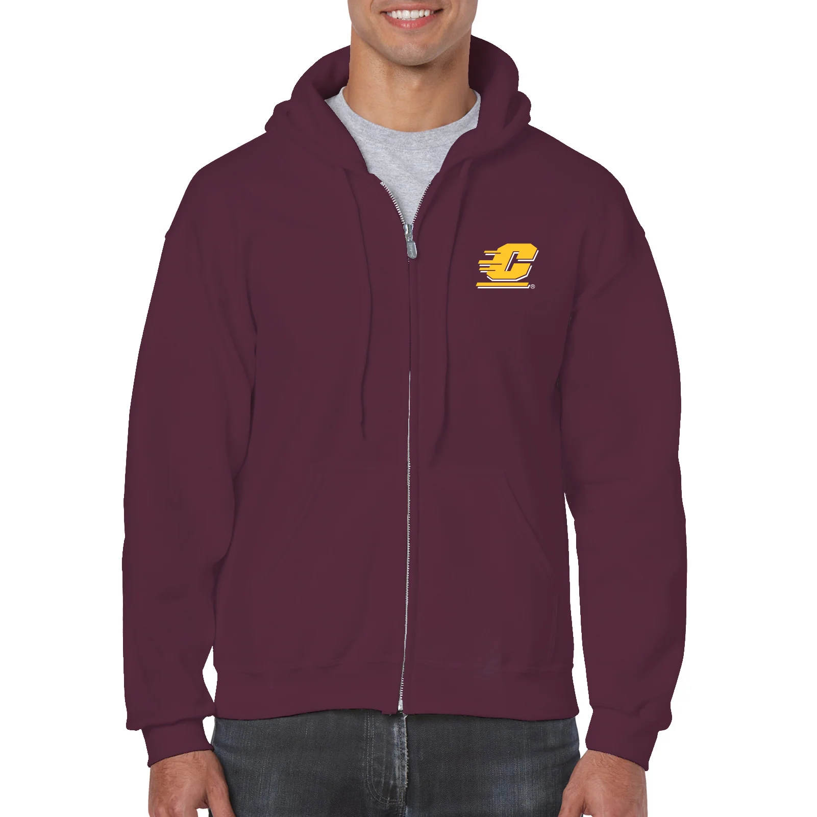 Central Michigan University Chippewas Action C Zip Hoodie - Maroon - Image 3