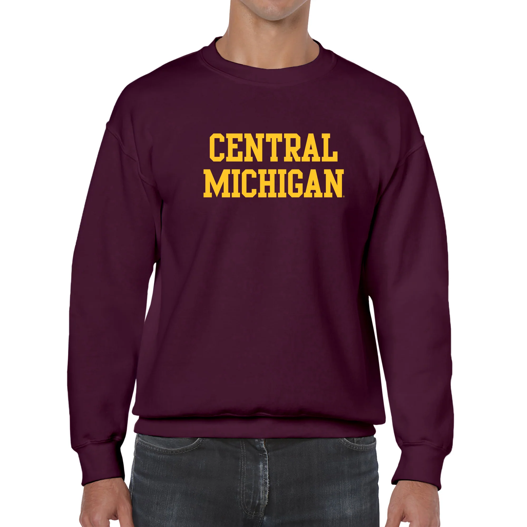 Central Michigan University Chippewas Basic Block Crewneck - Maroon - Image 3