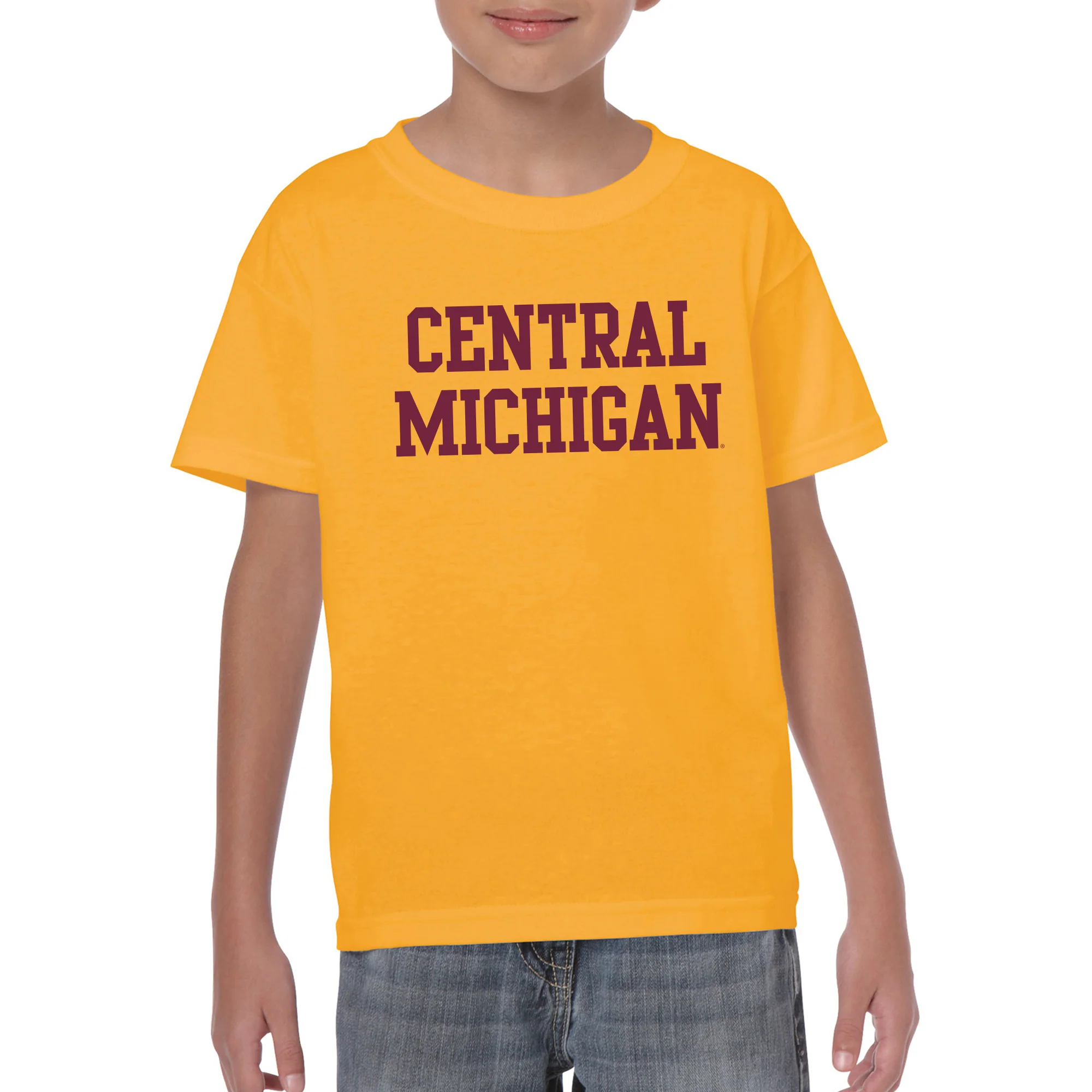 Central Michigan University Chippewas Basic Block Youth T Shirt - Gold - Image 3
