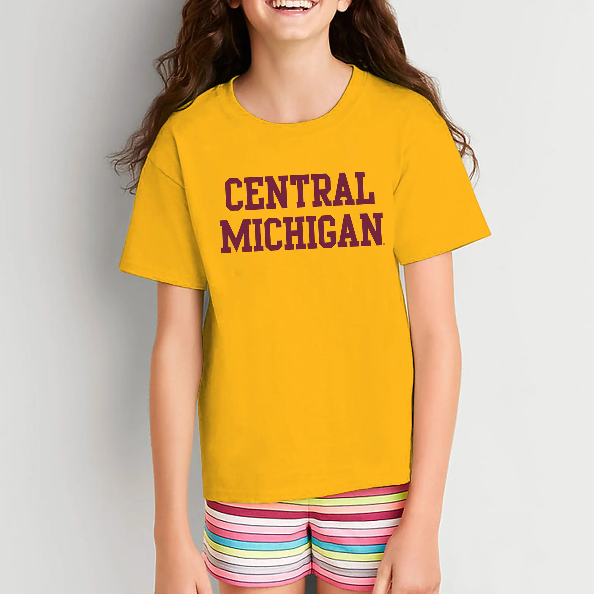 Central Michigan University Chippewas Basic Block Youth T Shirt - Gold - Image 4