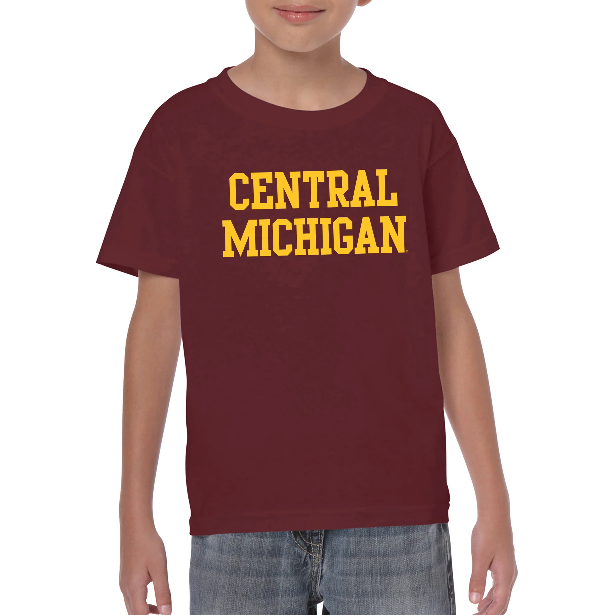 Central Michigan University Chippewas Basic Block Youth T Shirt - Maroon - Image 3