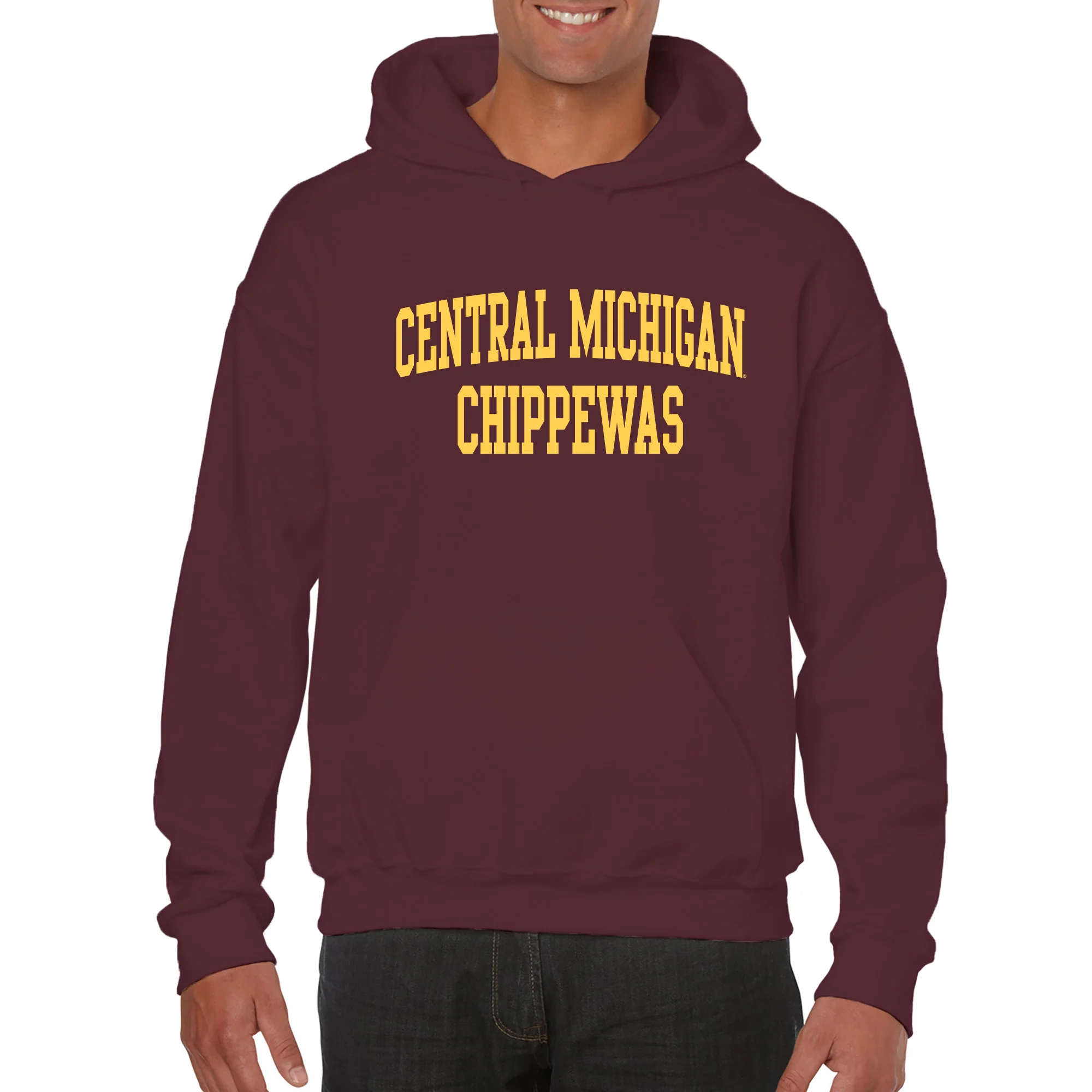 Central Michigan University Chippewas Front Back Print Hoodie - Maroon - Image 3