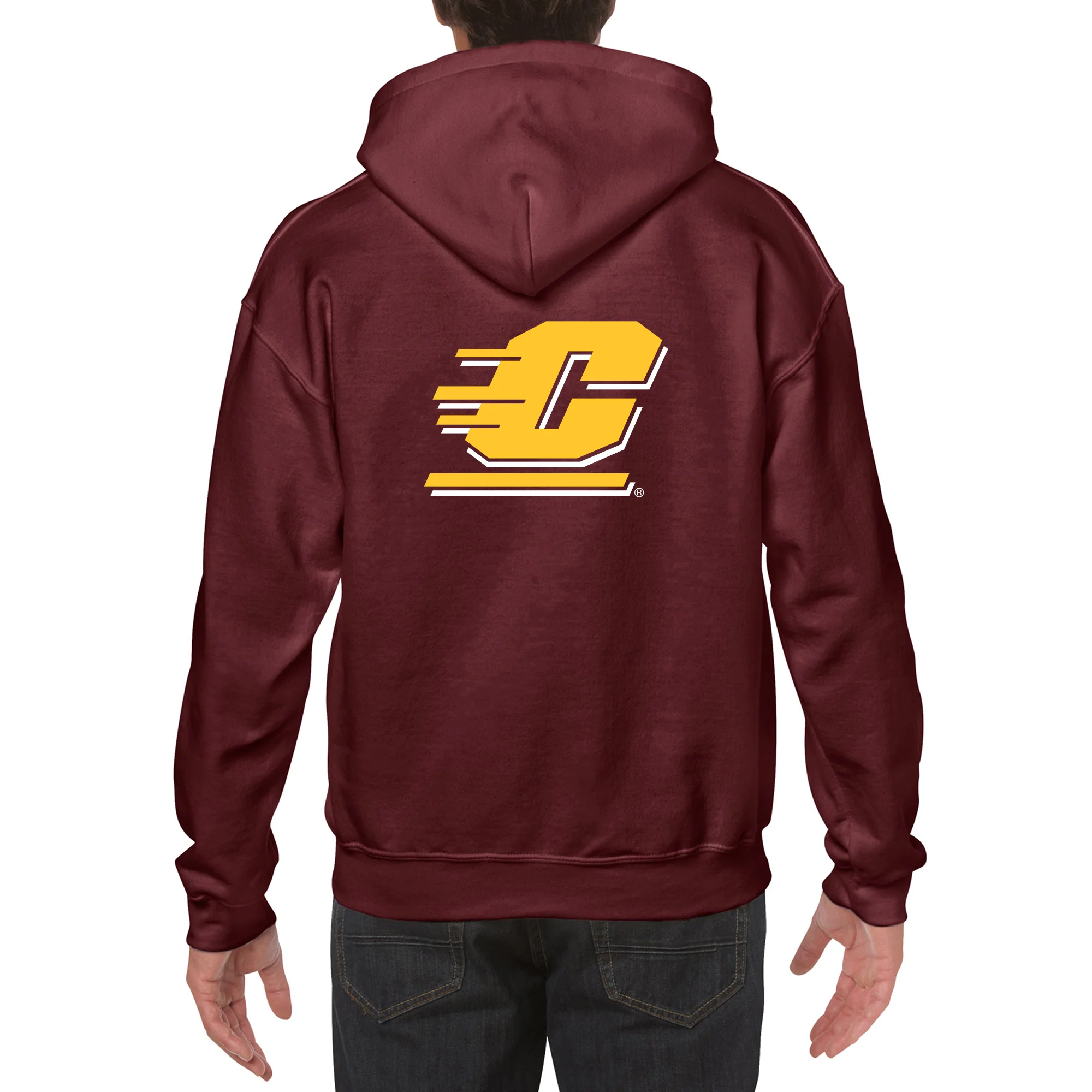 Central Michigan University Chippewas Front Back Print Hoodie - Maroon - Image 5