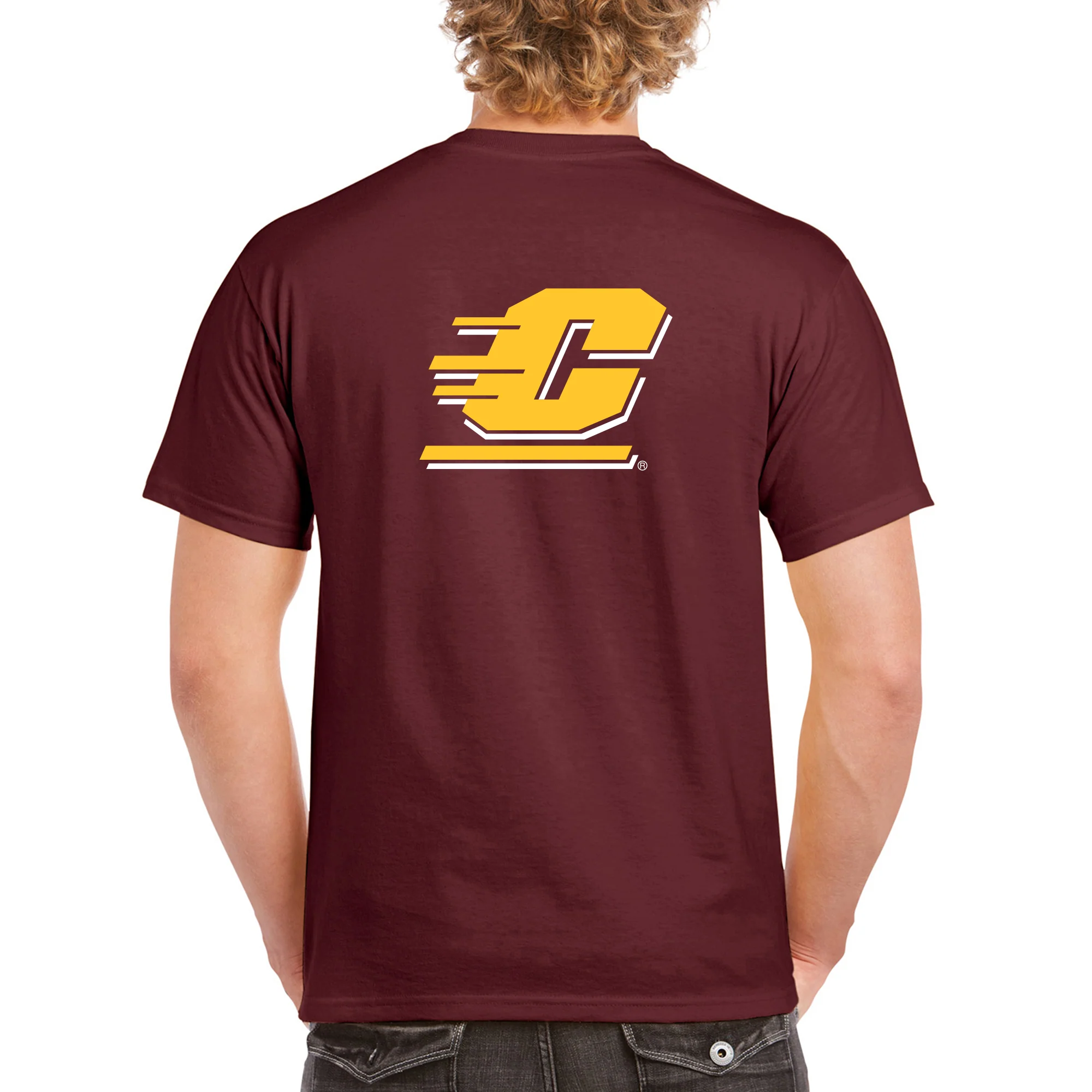 Central Michigan University Chippewas Front Back Print Short Sleeve T Shirt - Maroon - Image 5