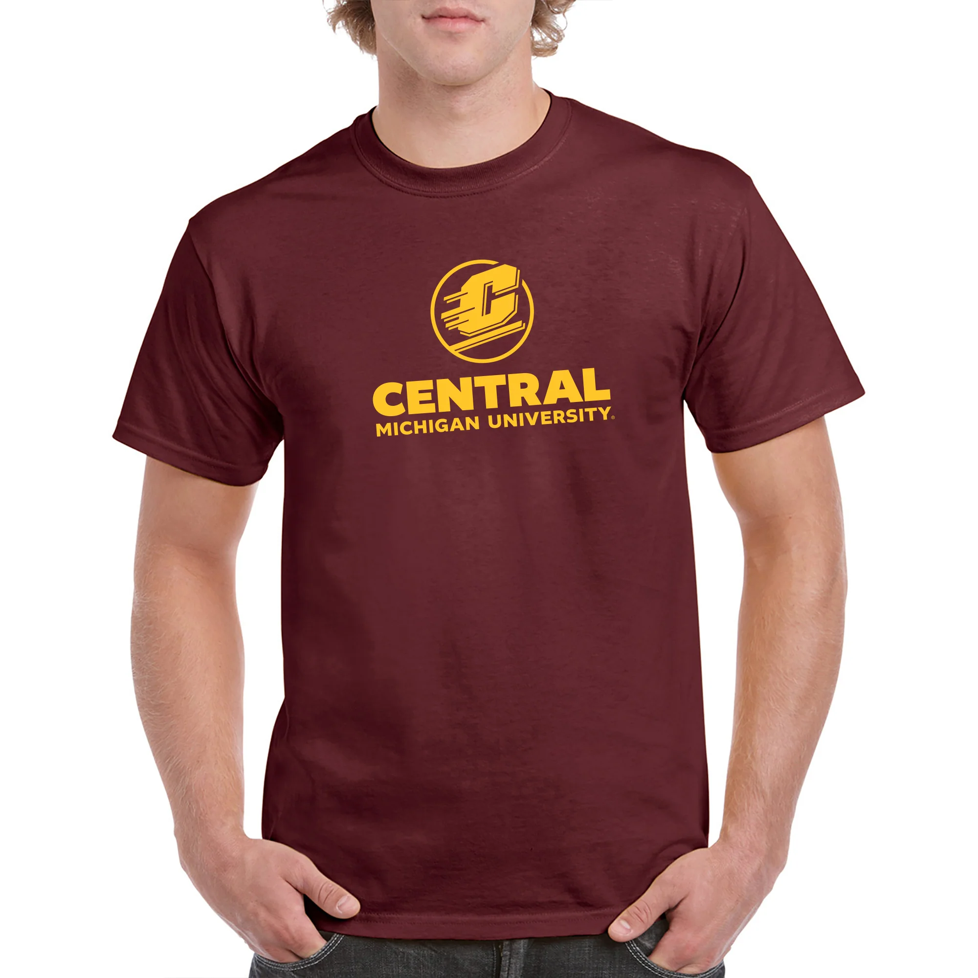 Central Michigan University Chippewas Institutional Logo Short Sleeve T Shirt - Maroon - Image 3
