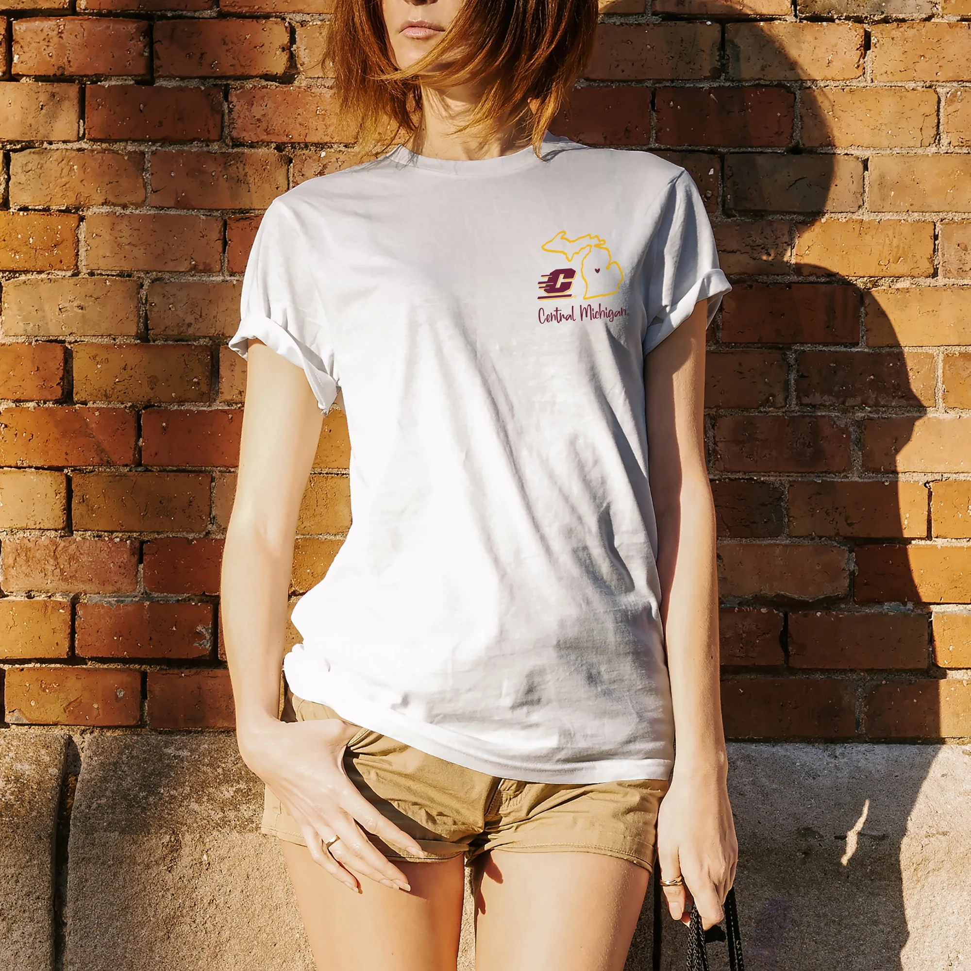 Central Michigan University Chippewas Playful Sketch Short Sleeve T Shirt - White - Image 3