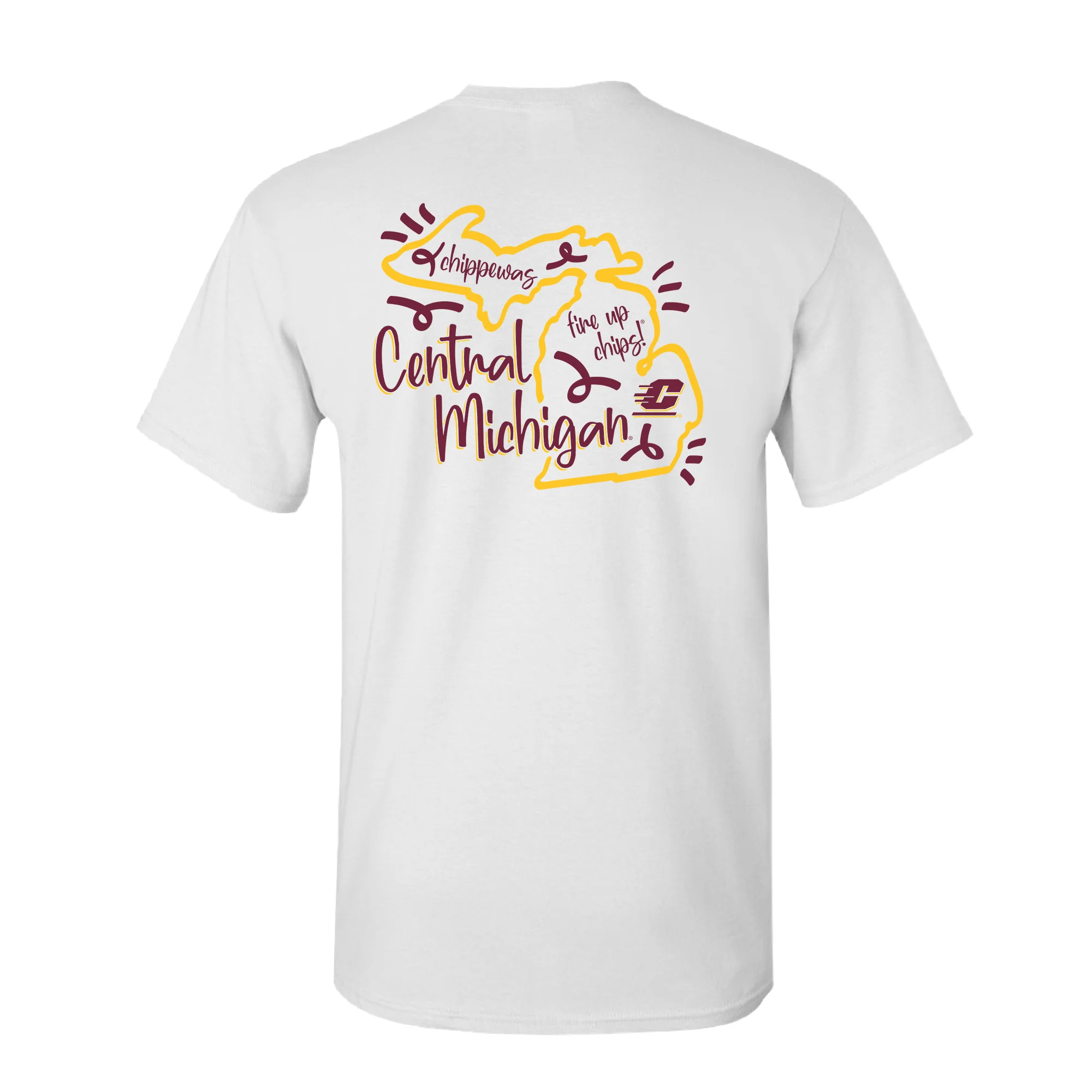 Central Michigan University Chippewas Playful Sketch Short Sleeve T Shirt - White - Image 4