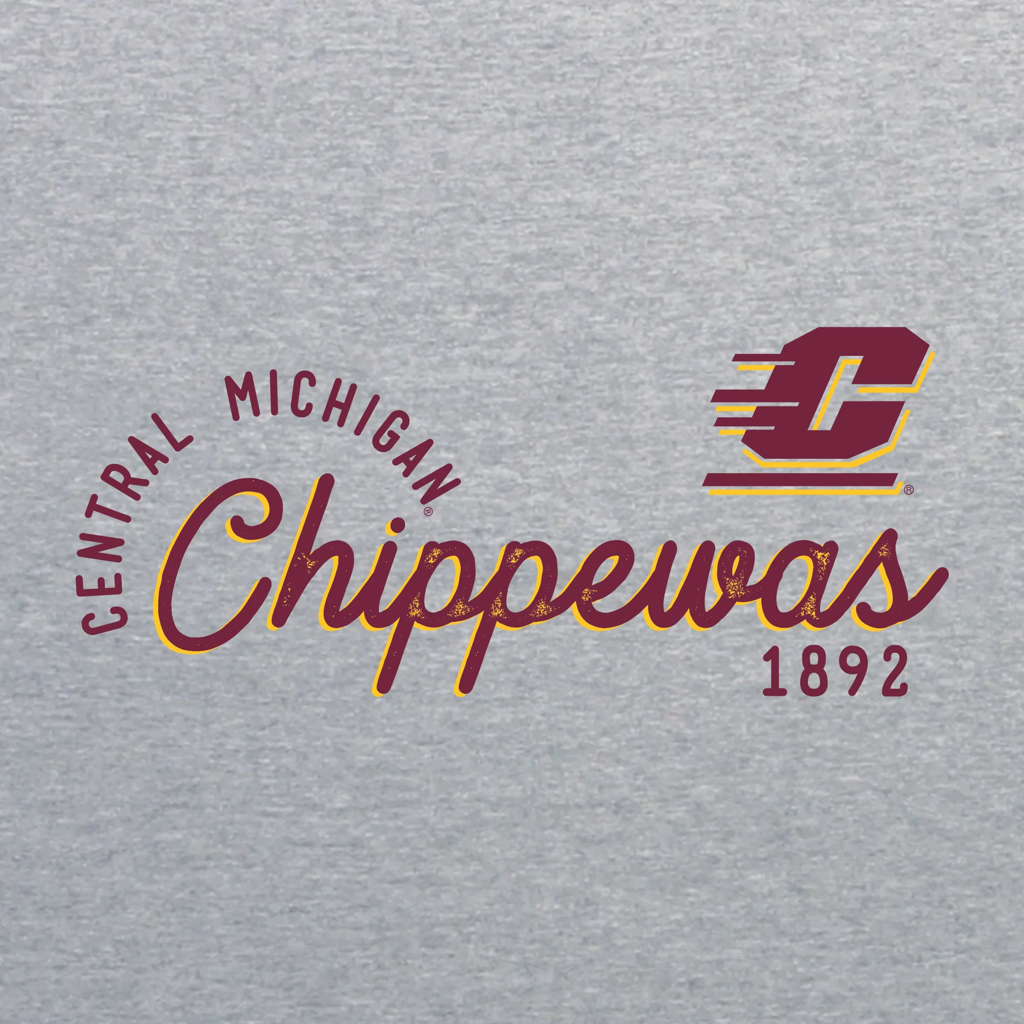 Central Michigan University Chippewas Sunshine Script Canvas Triblend Short Sleeve T Shirt - Athletic Grey - Image 2