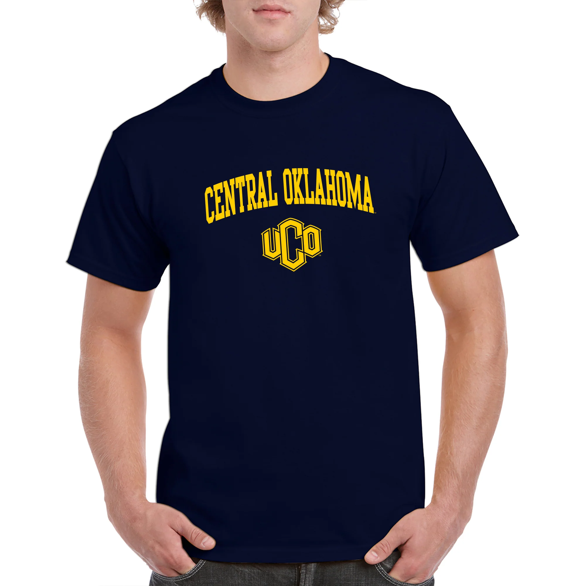 Central Oklahoma University Bronchos Arch Logo Short Sleeve T Shirt - Navy - Image 3