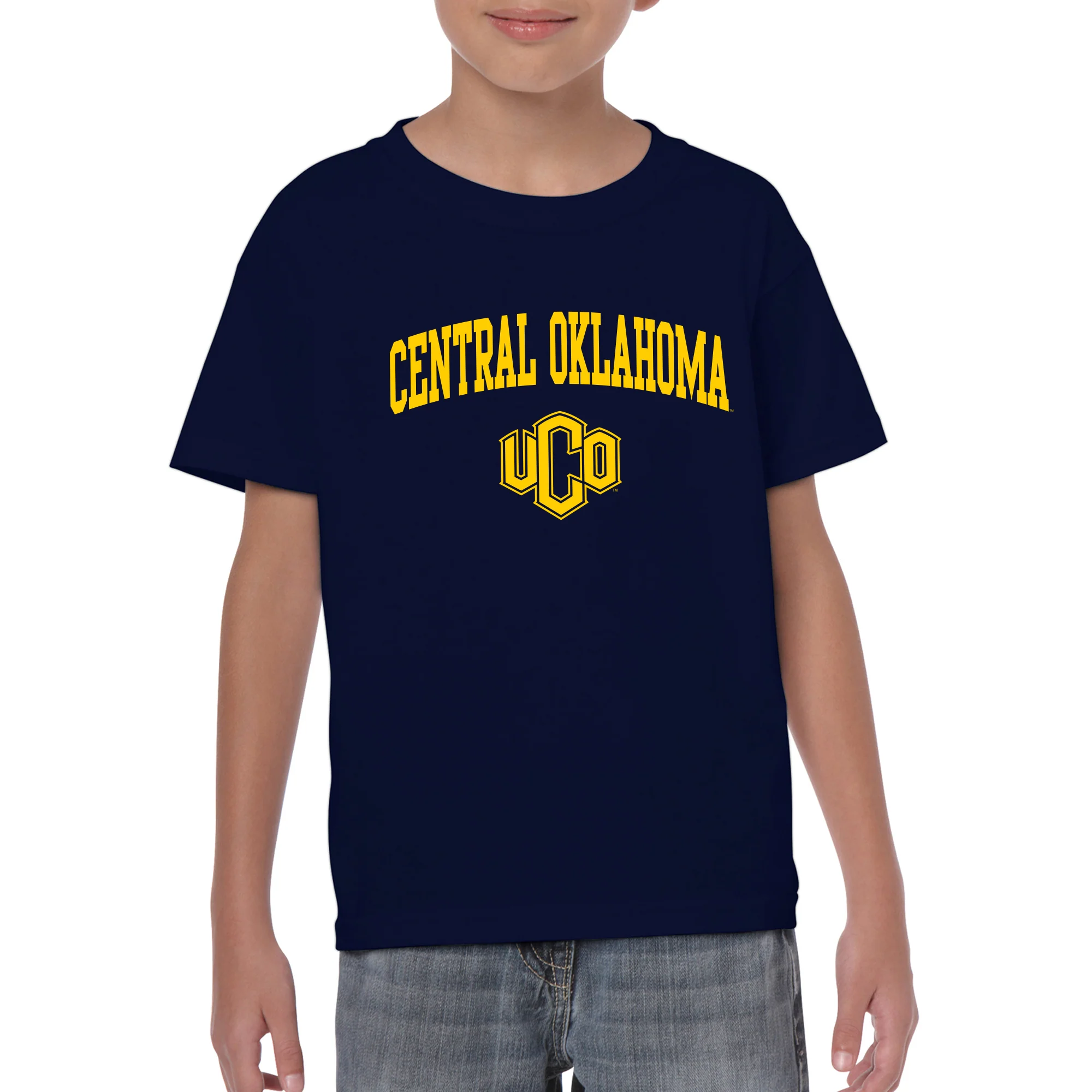 Central Oklahoma University Bronchos Arch Logo Youth T Shirt - Navy - Image 3
