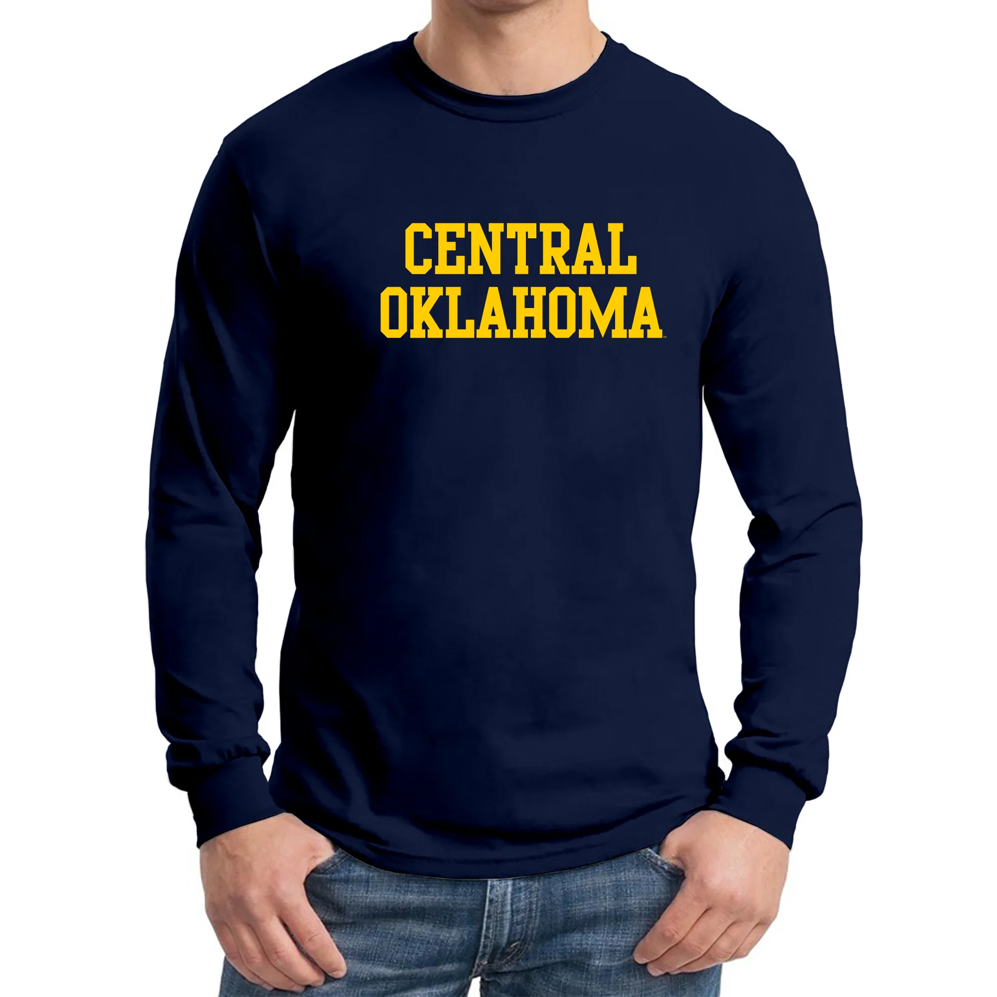 Central Oklahoma University Bronchos Basic Block Long Sleeve T-Shirt - Navy - Image 3