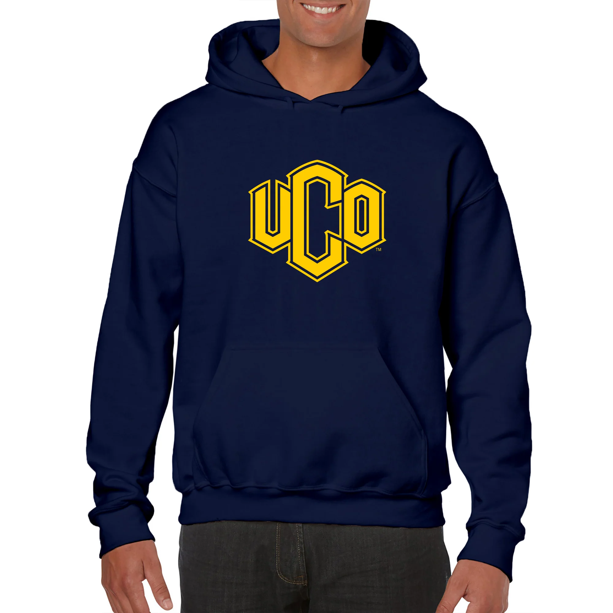 Central Oklahoma University Bronchos Primary Logo Heavy Blend Hoodie - Navy - Image 3