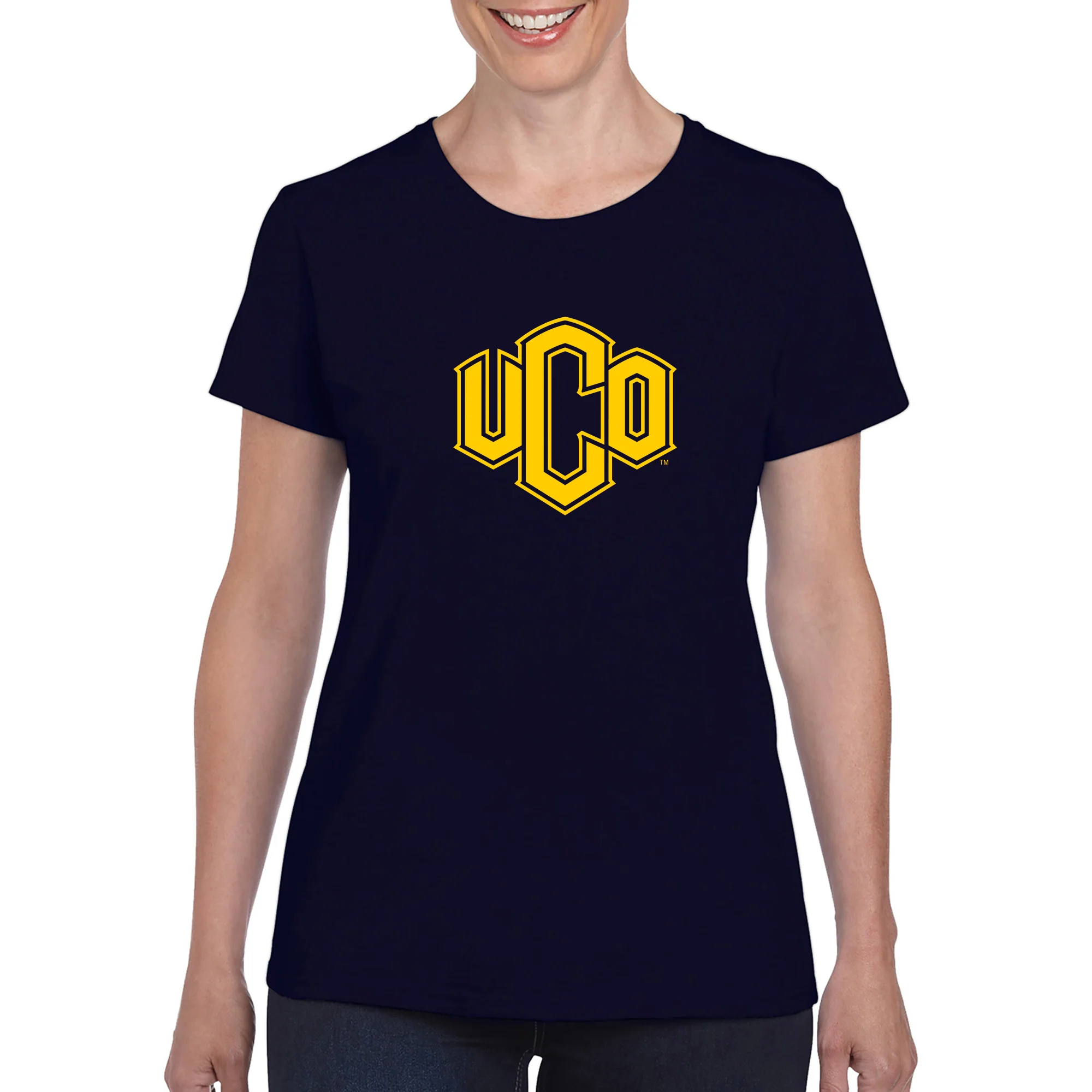 Central Oklahoma University Bronchos Primary Logo Women's Short Sleeve T Shirt - Navy - Image 3