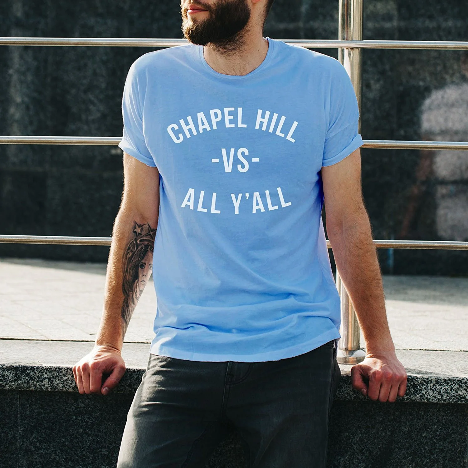 Chapel Hill VS All Y'all Tee - Carolina Blue - Image 3