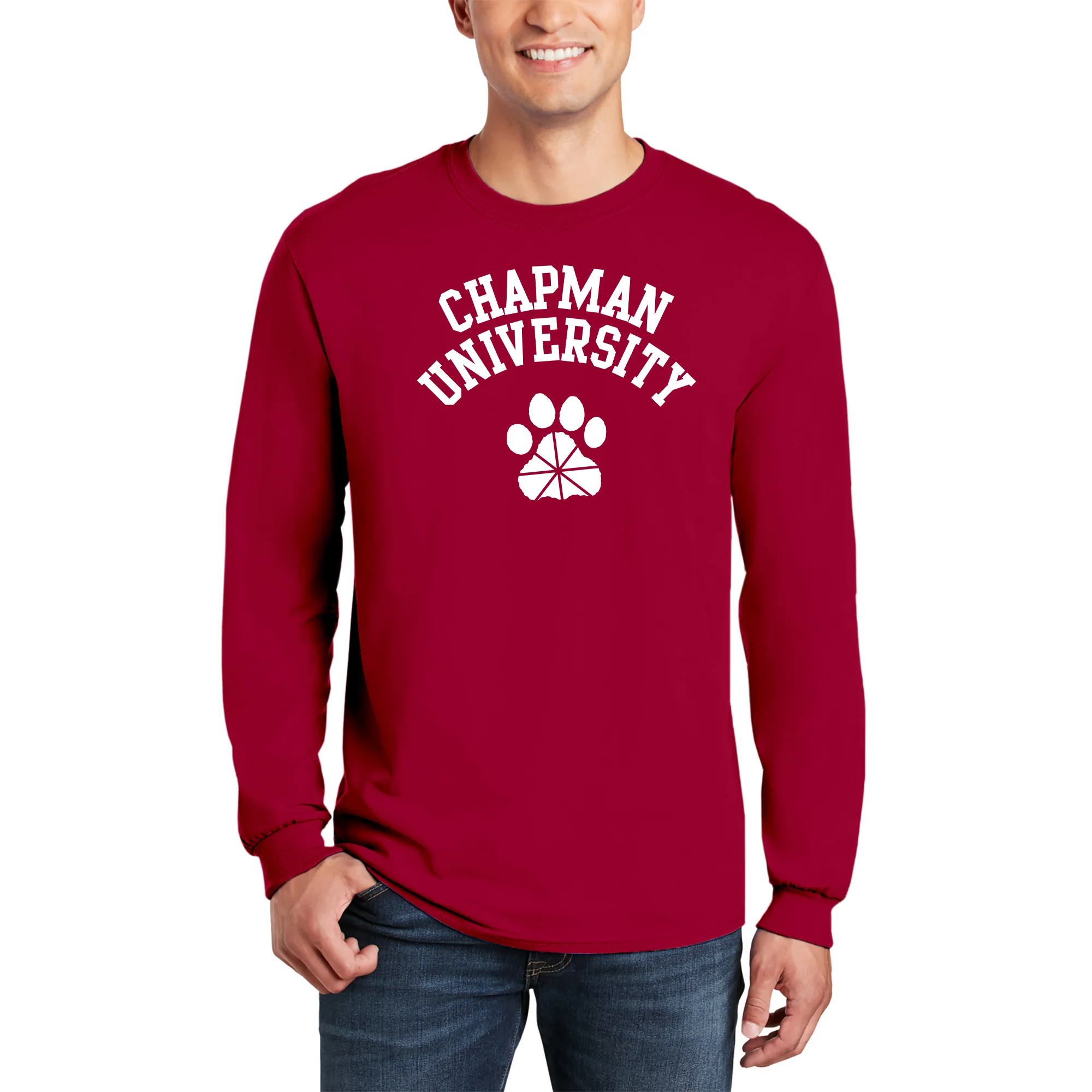 Chapman University Panthers Arch Logo Long Sleeve T-Shirt - Cardinal - Image 3