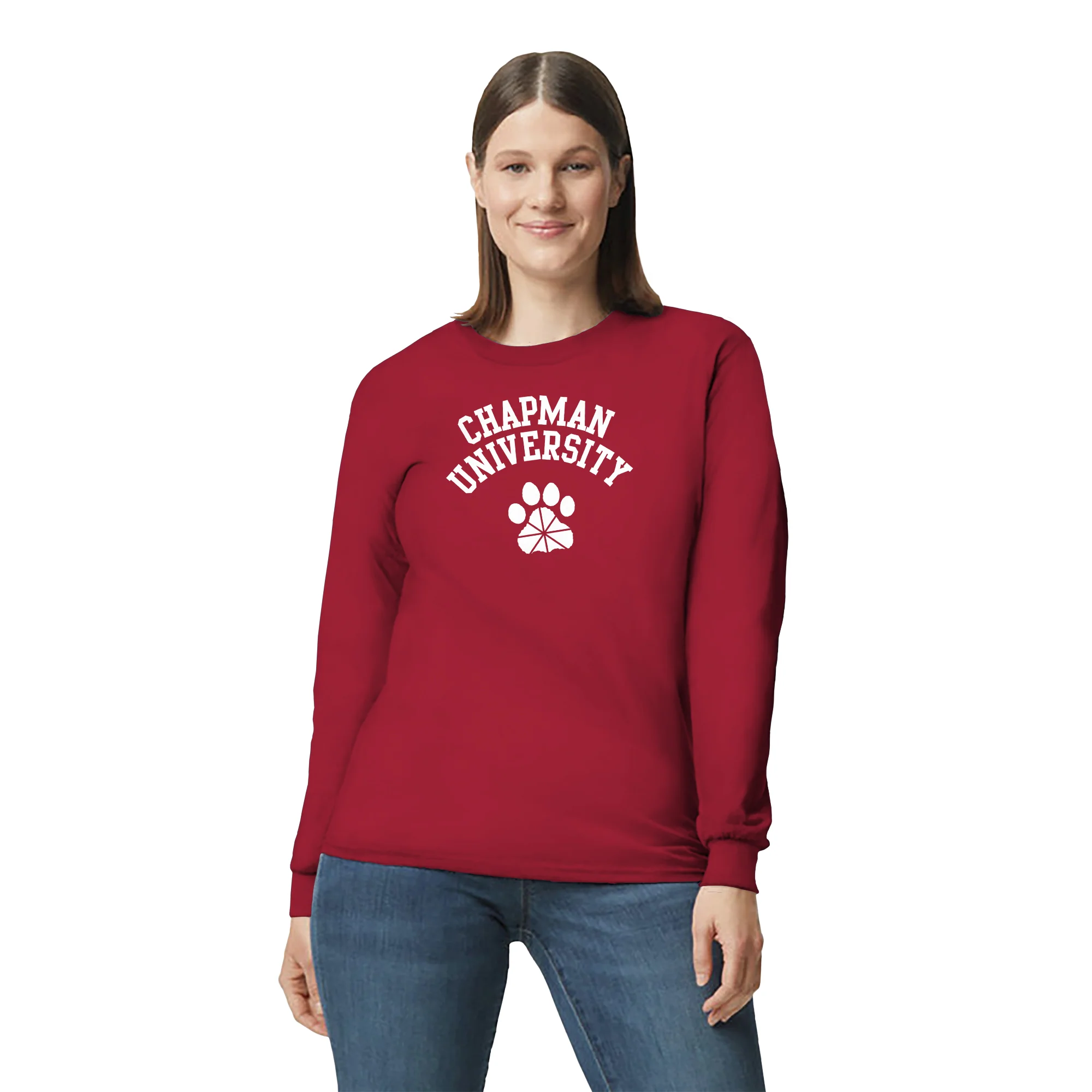 Chapman University Panthers Arch Logo Long Sleeve T-Shirt - Cardinal - Image 4