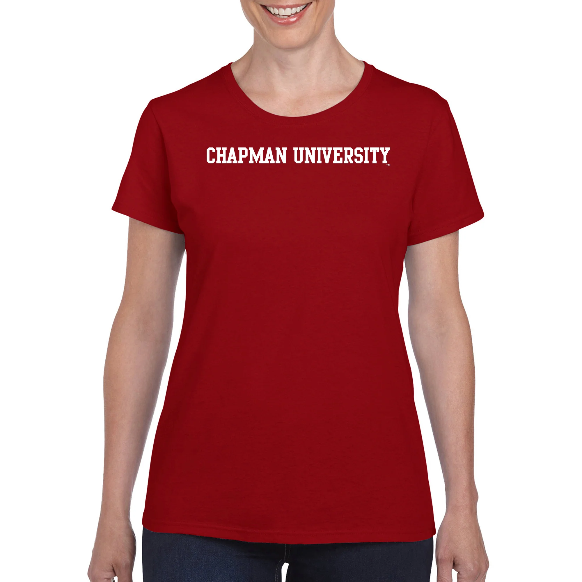 Chapman University Panthers Basic Block Women's T-Shirt - Cardinal - Image 3