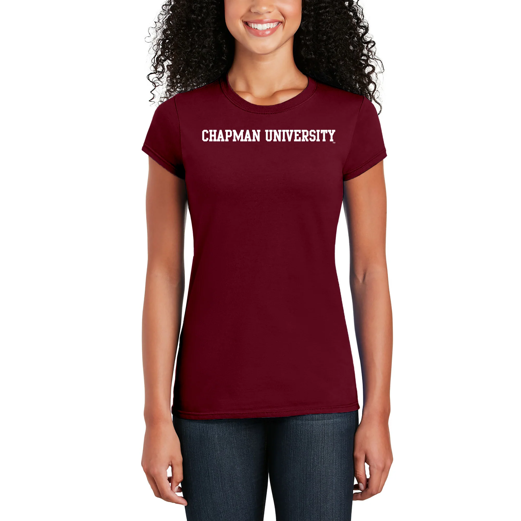 Chapman University Panthers Basic Block Women's T-Shirt - Cardinal - Image 4