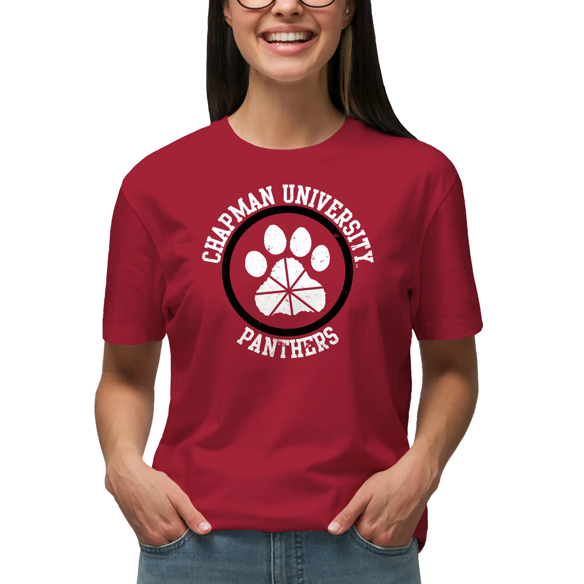 Chapman University Panthers Distressed Circle Logo T-Shirt - Cardinal - Image 4