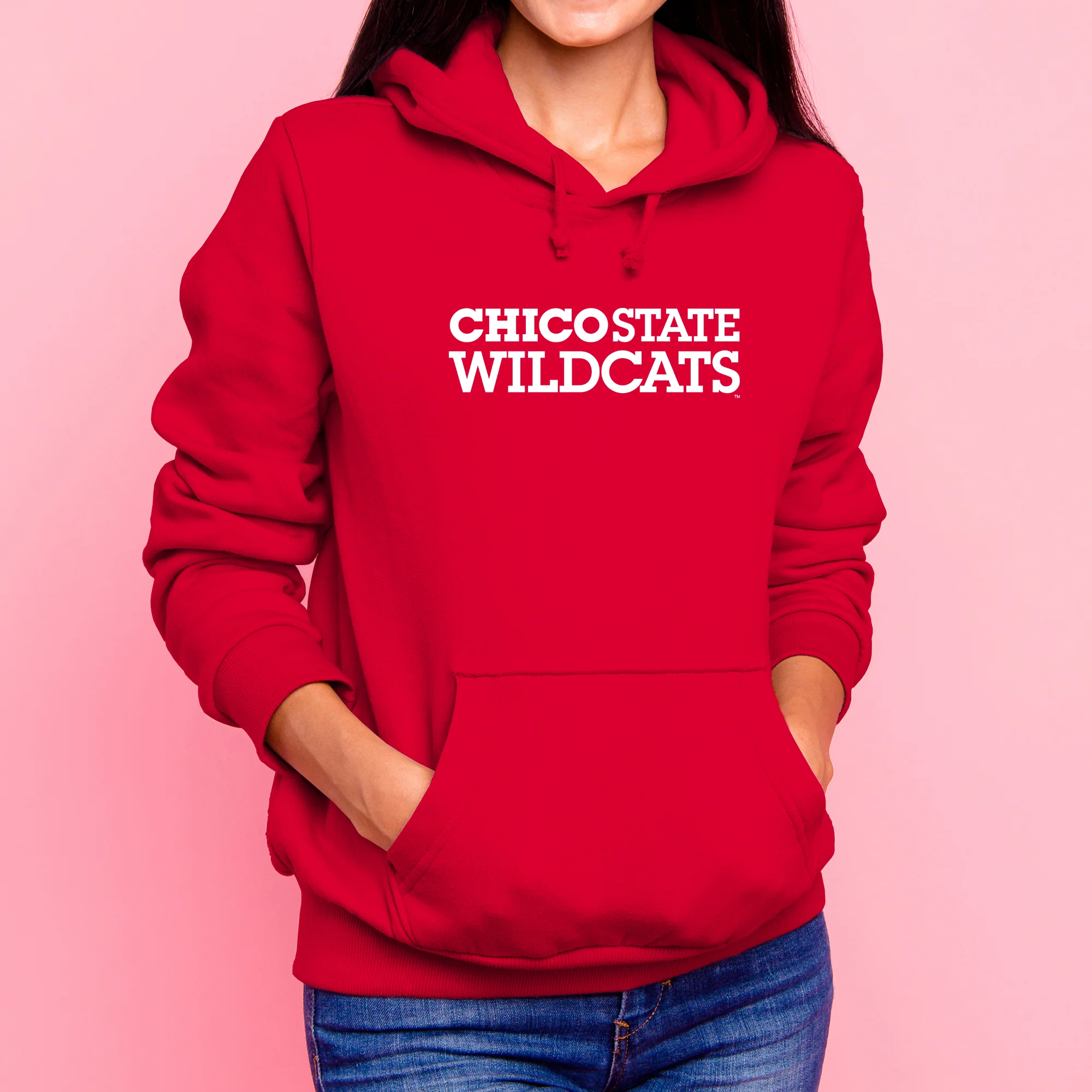 Chico State Wildcats Basic Block Hoodie - Red - Image 4