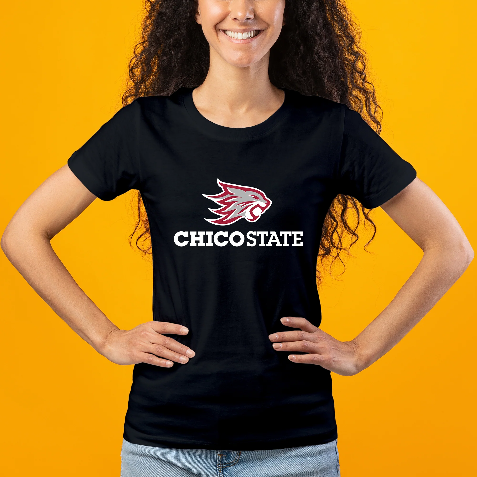 Chico State Wildcats Primary Logo Women's T-Shirt - Black - Image 4