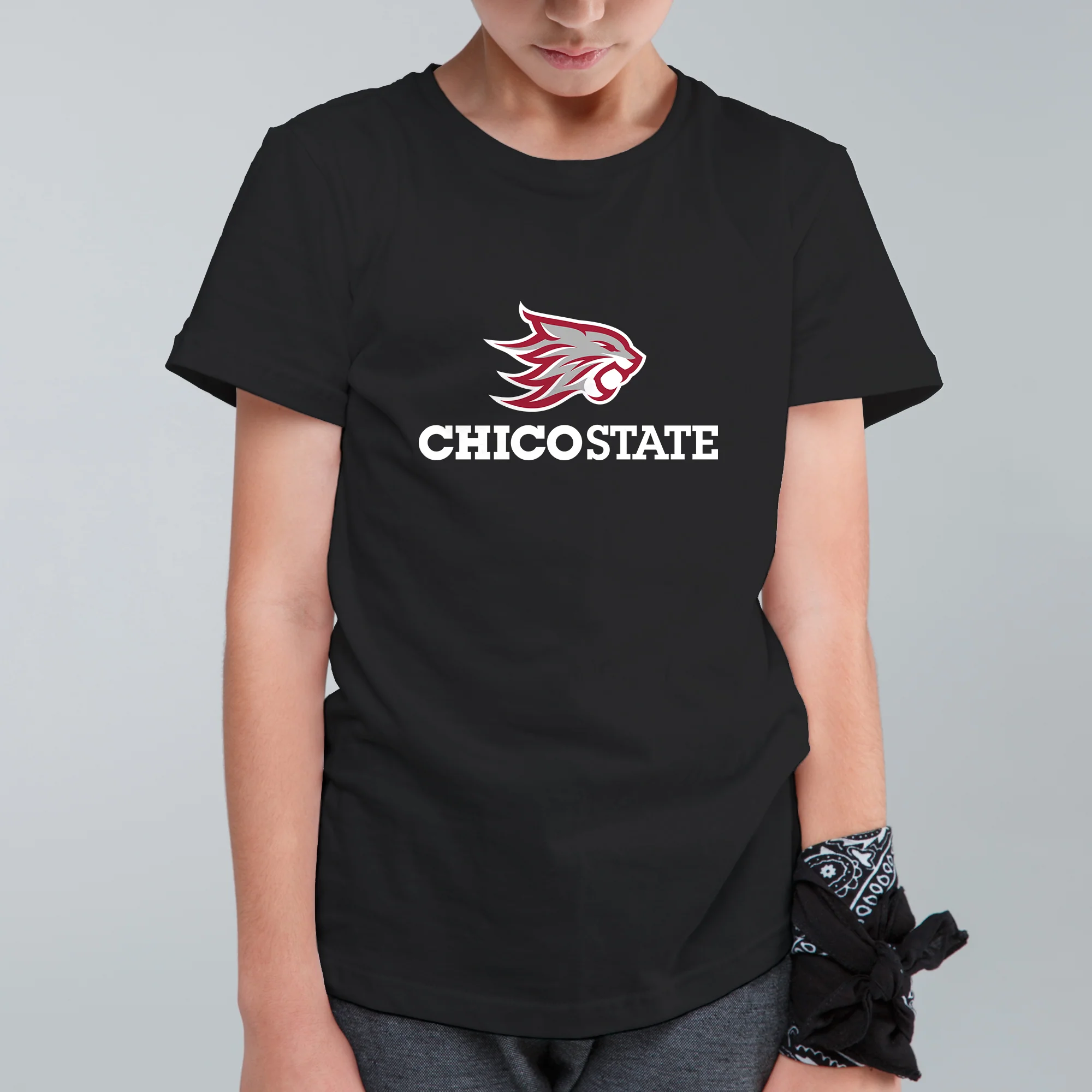 Chico State Wildcats Primary Logo Youth T-Shirt - Black - Image 3