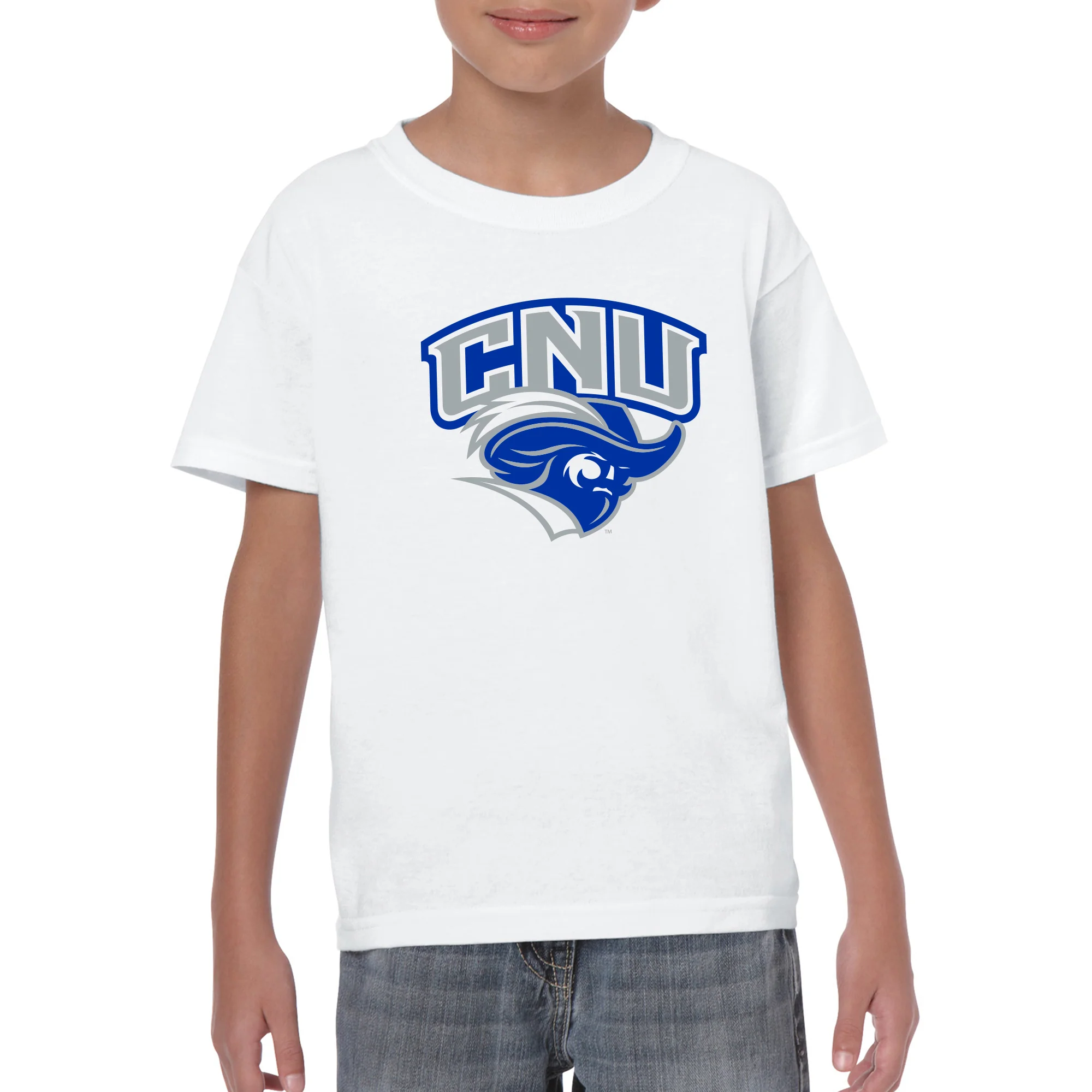Christopher Newport University Captains Arch Logo Youth Short Sleeve T-Shirt - White - Image 3
