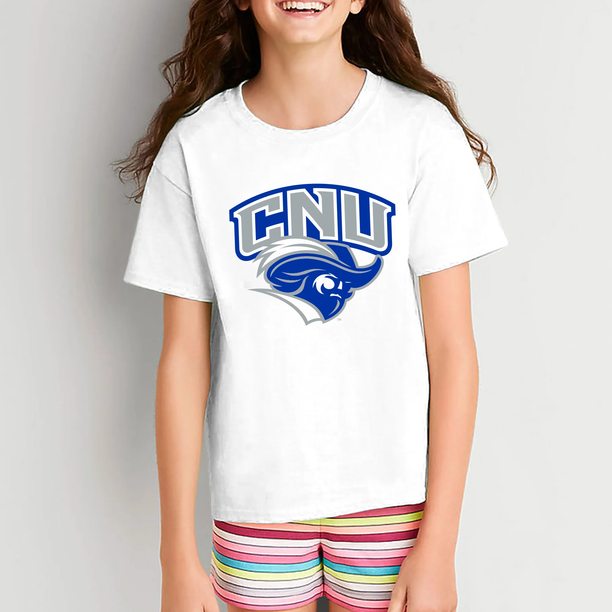 Christopher Newport University Captains Arch Logo Youth Short Sleeve T-Shirt - White - Image 4