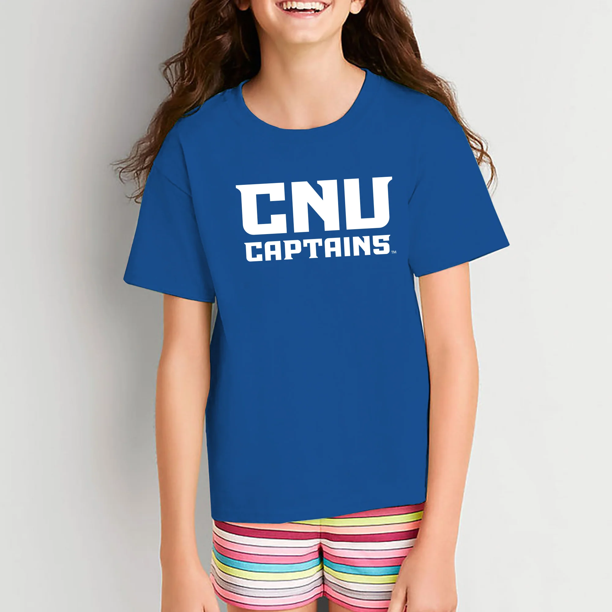 Christopher Newport University Captains Basic Block Youth Short Sleeve T-Shirt - Royal - Image 4
