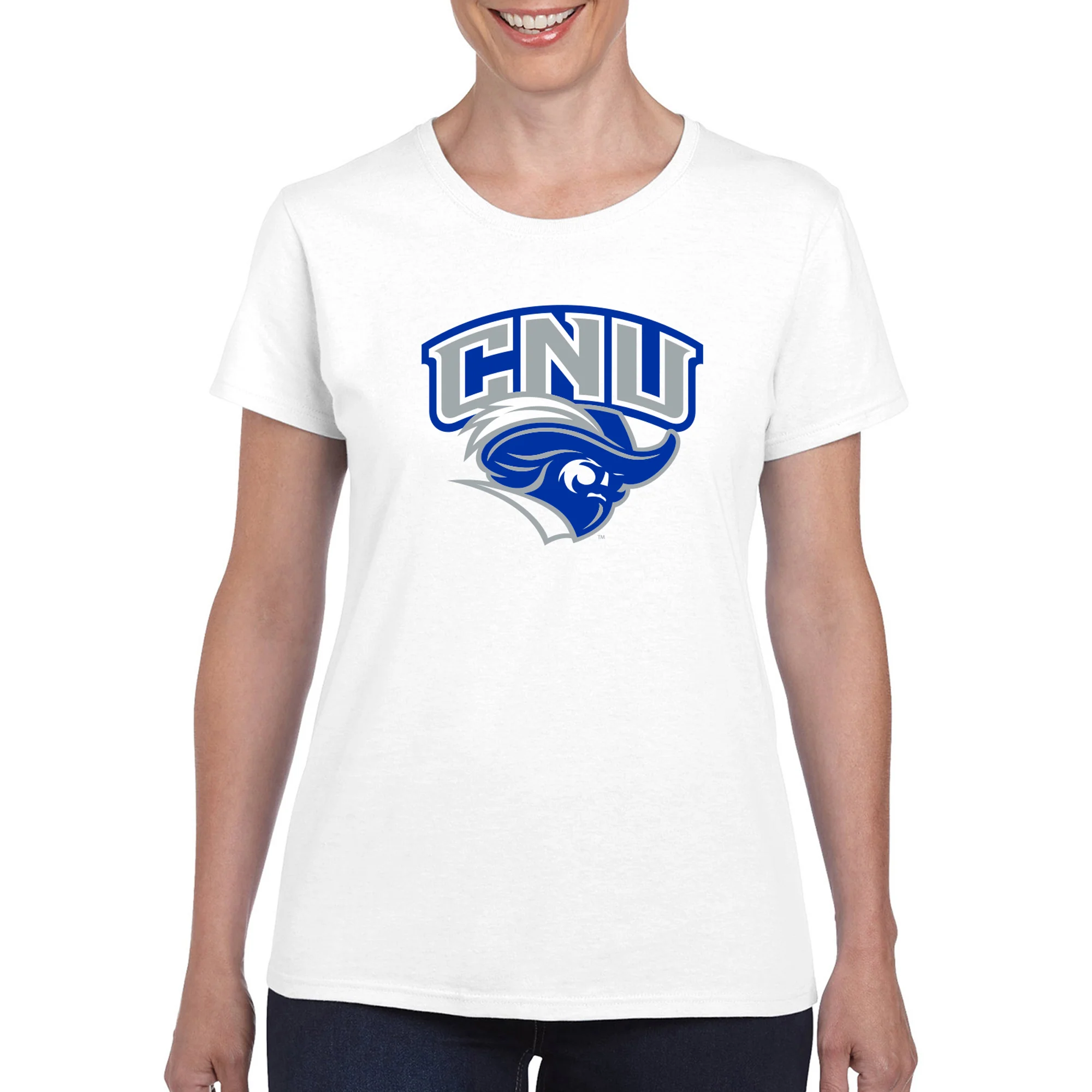 Christopher Newport University Captains Arch Logo Women's Short Sleeve T-Shirt - Royal - Image 3