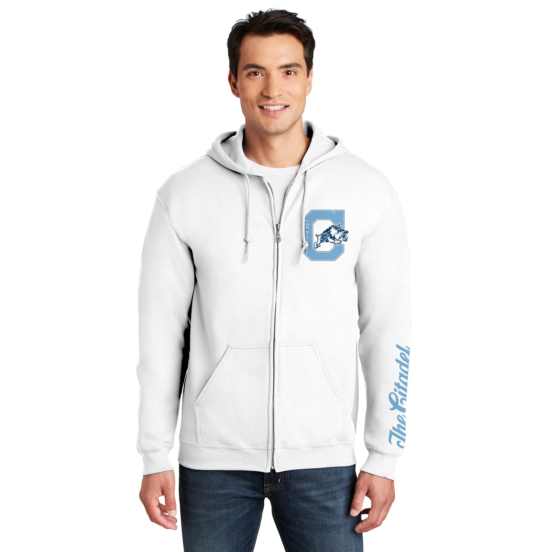 Citadel Jumping Bulldog Zip Hoodie - White - Image 3