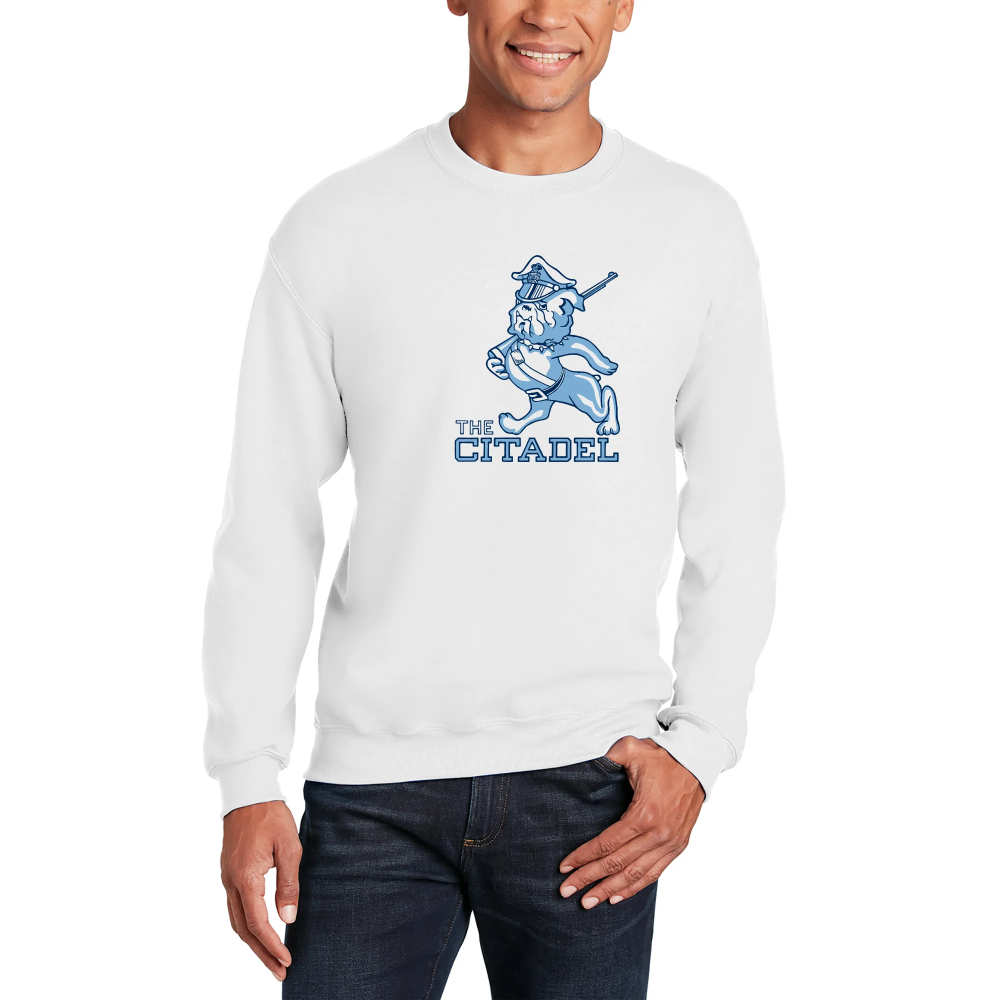Citadel Marching Bulldog Crewneck Sweatshirt - White - Image 3