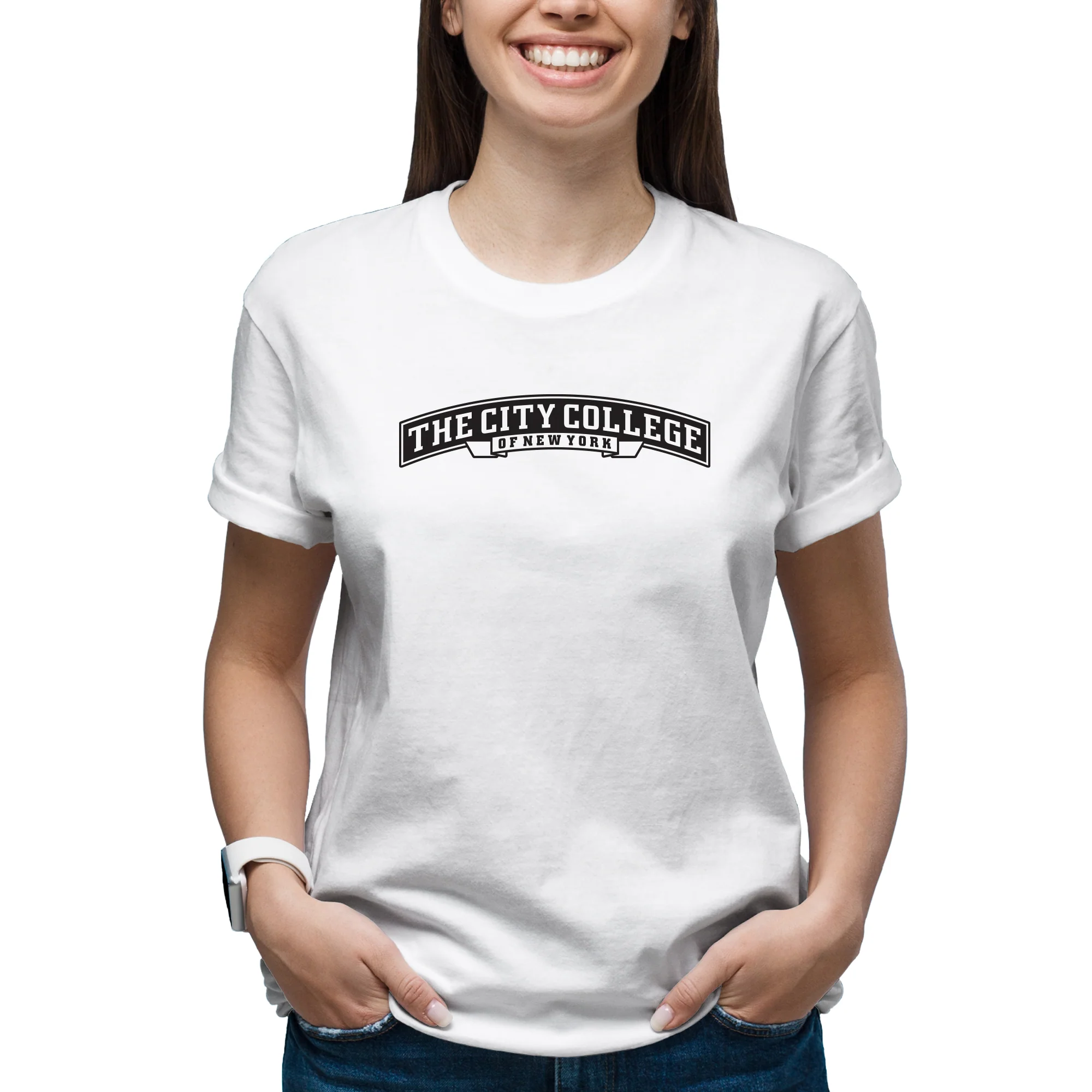 City College of New York Beavers Arch Logo T-Shirt - White - Image 4