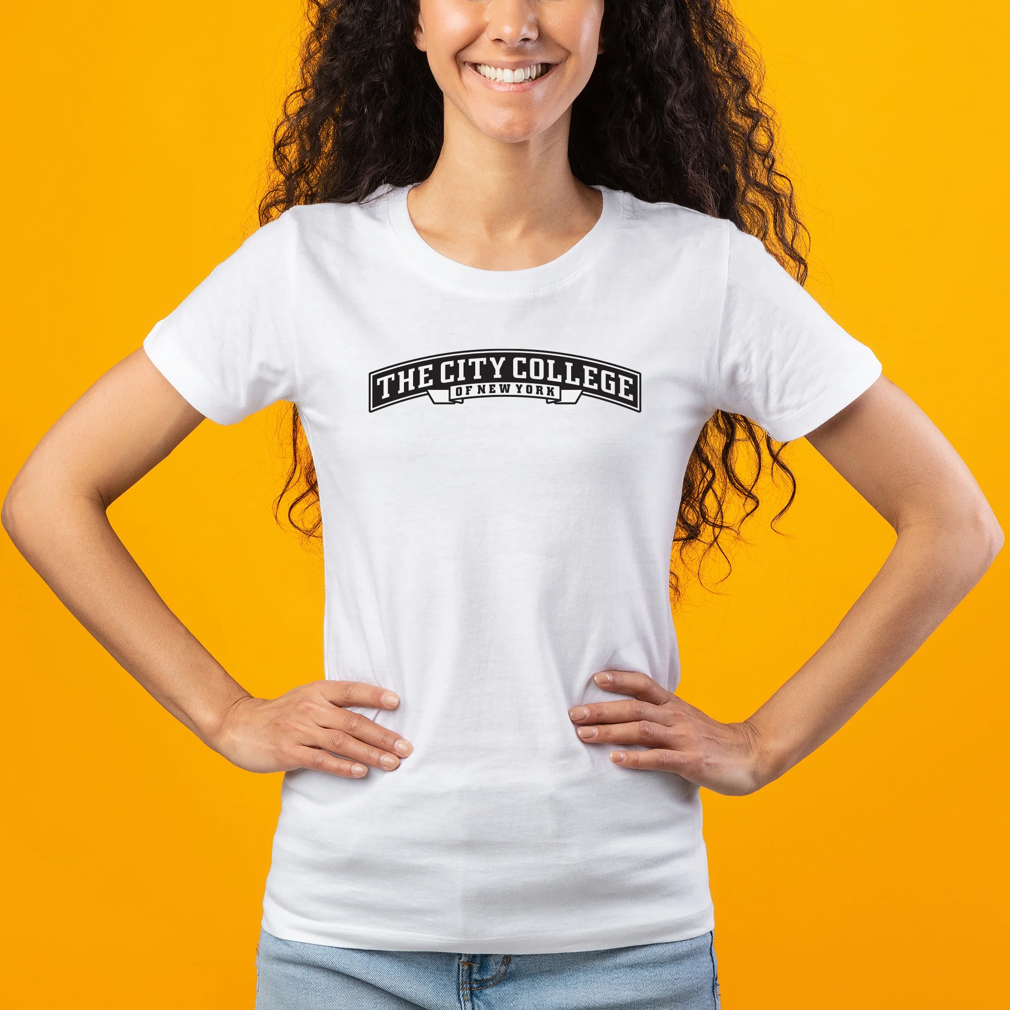 City College of New York Beavers Arch Logo Women's T-Shirt - White - Image 3