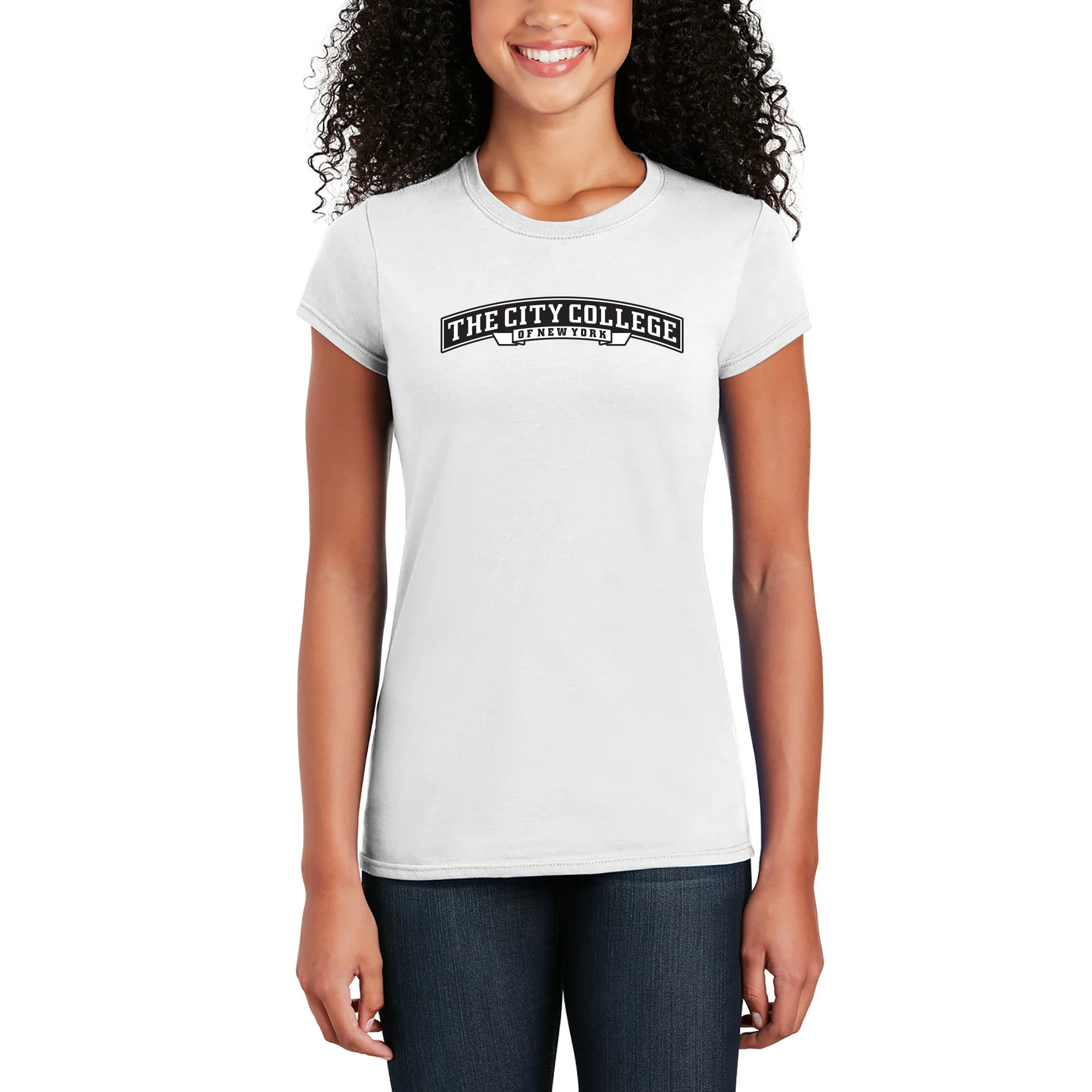City College of New York Beavers Arch Logo Women's T-Shirt - White - Image 4