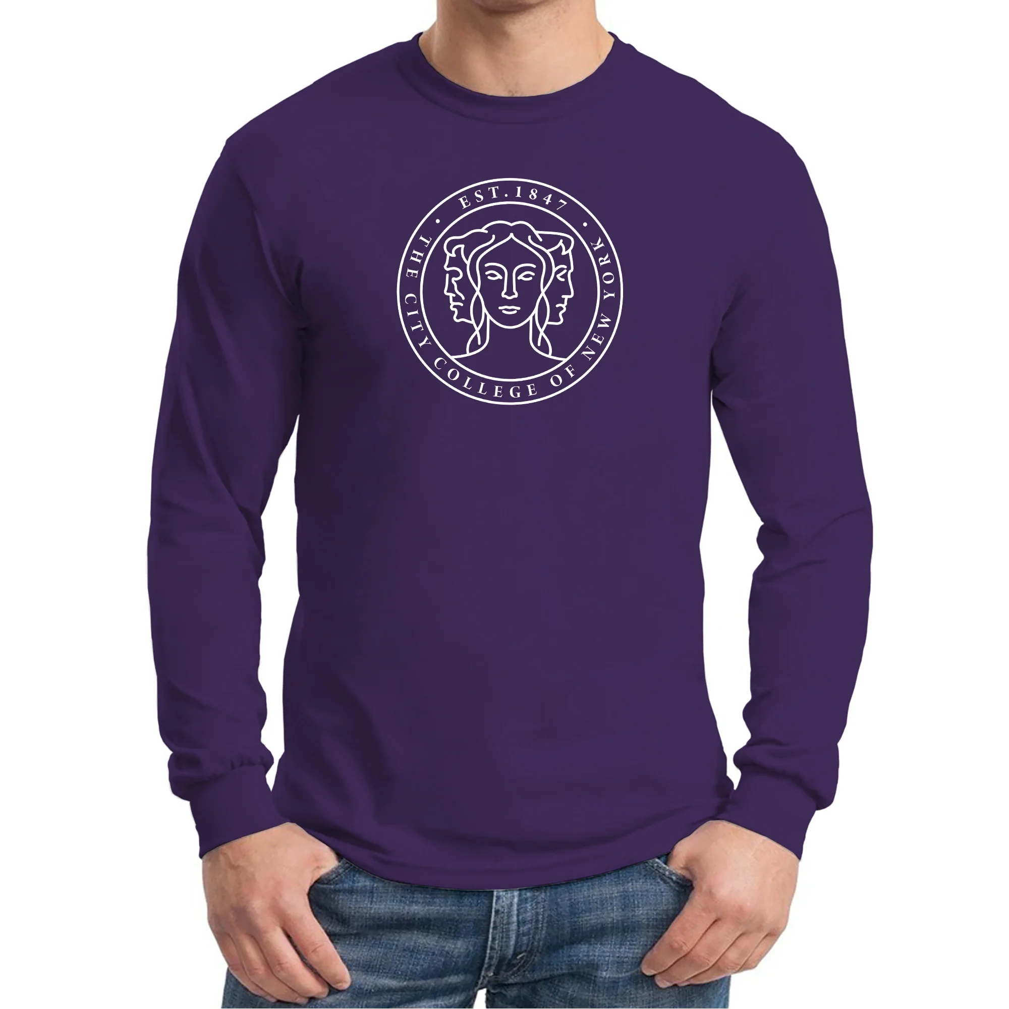 City College of New York Beavers Primary Logo Long Sleeve - Purple - Image 3