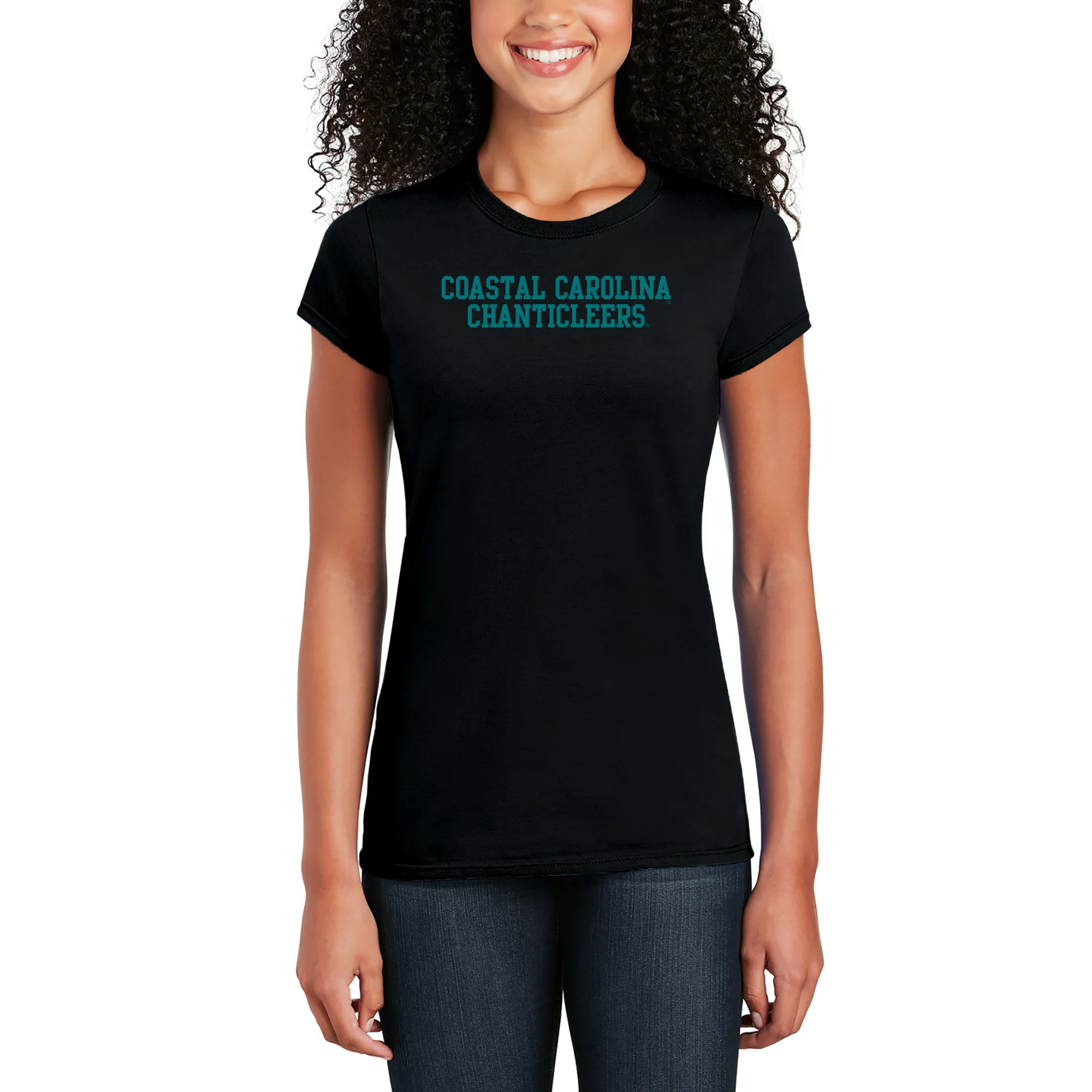 Coastal Carolina Chanticleers Basic Block Women's T-Shirt - Black - Image 4