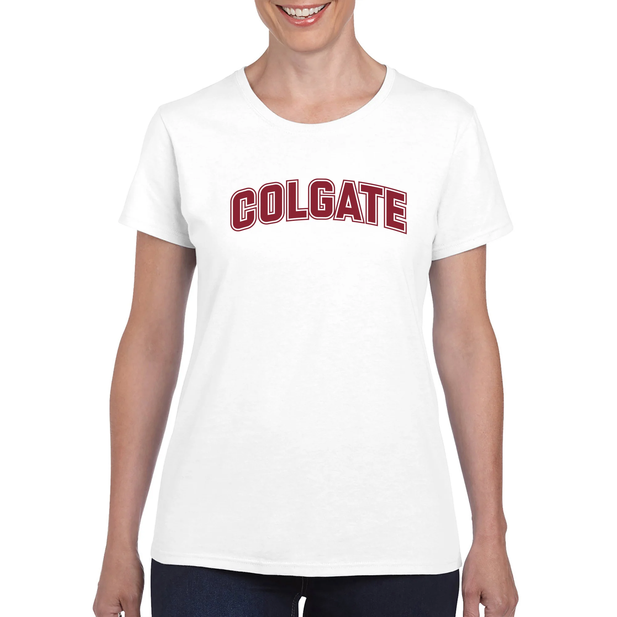 Colgate University Raiders Arch Logo Women's Short Sleeve T Shirt - White - Image 3