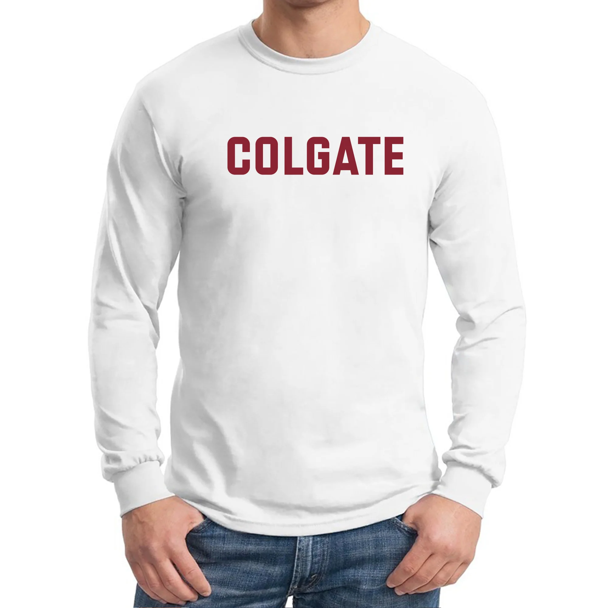 Colgate University Raiders Basic Block Long Sleeve T Shirt - White - Image 3