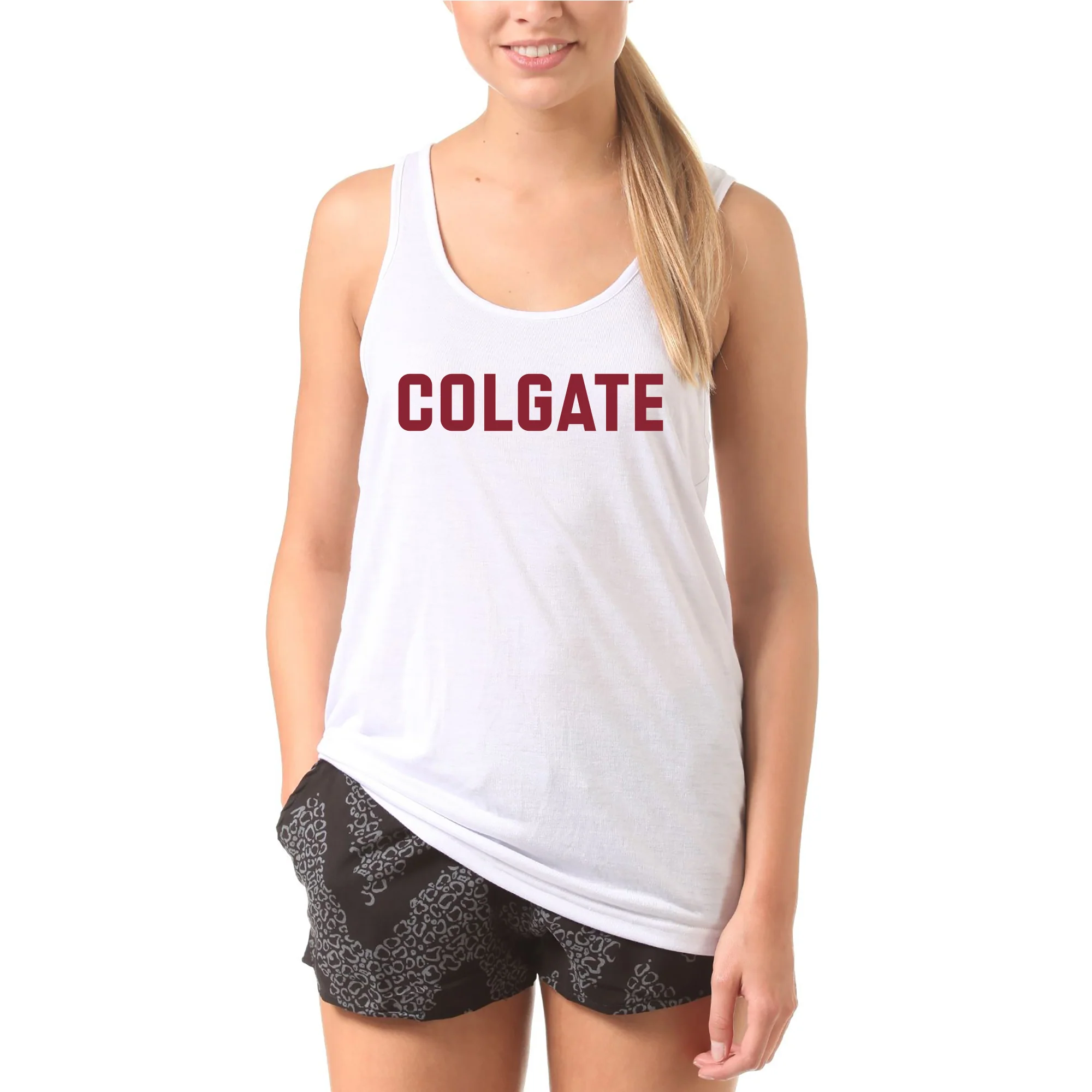 Colgate University Raiders Basic Block Tank Top - White - Image 4