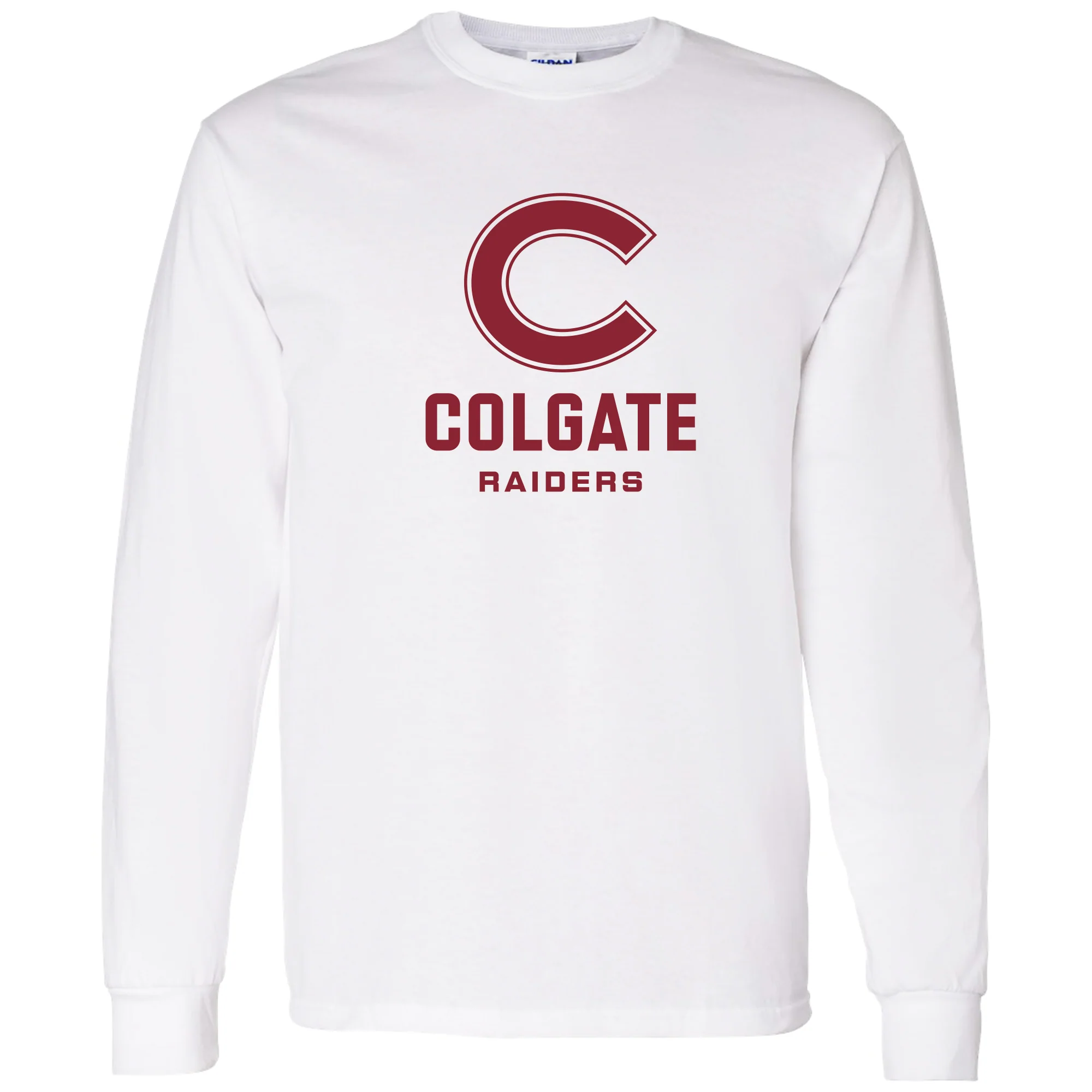 Colgate University Raiders Primary Logo Long Sleeve T Shirt - White