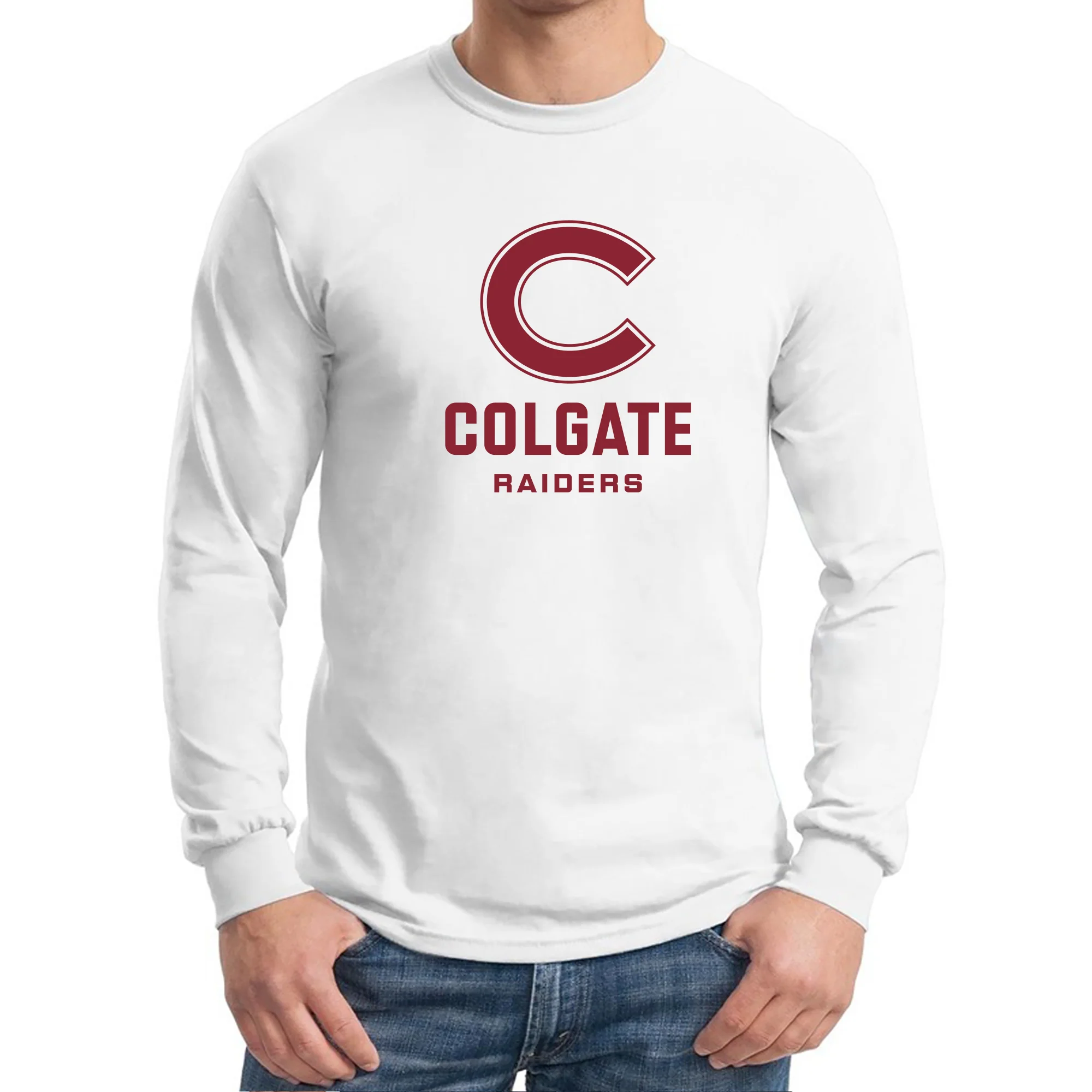 Colgate University Raiders Primary Logo Long Sleeve T Shirt - White - Image 3