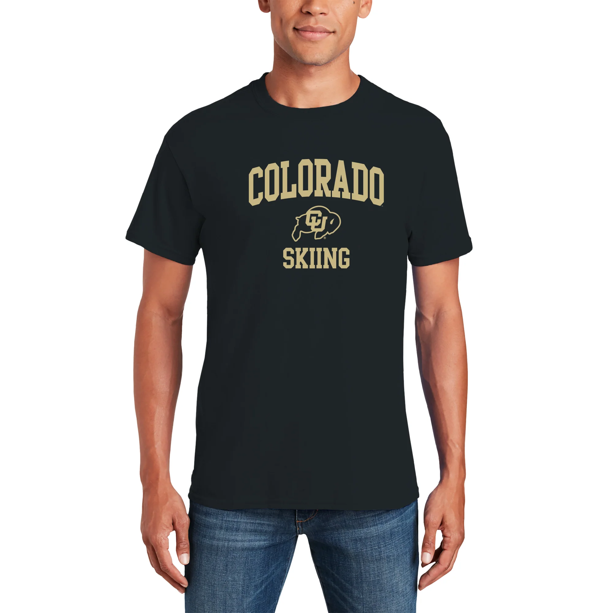 Colorado Arch Logo Skiing T-Shirt - Black - Image 3