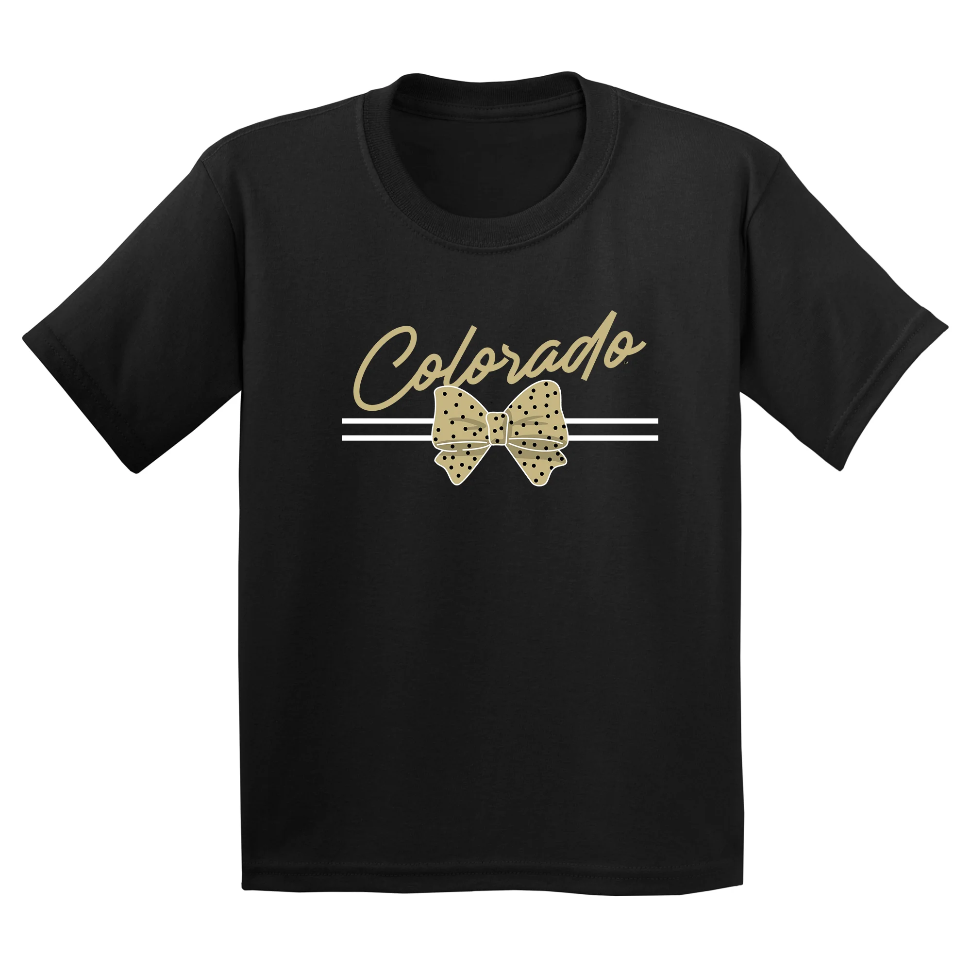 Colorado Bow Script Youth T-Shirt - Black