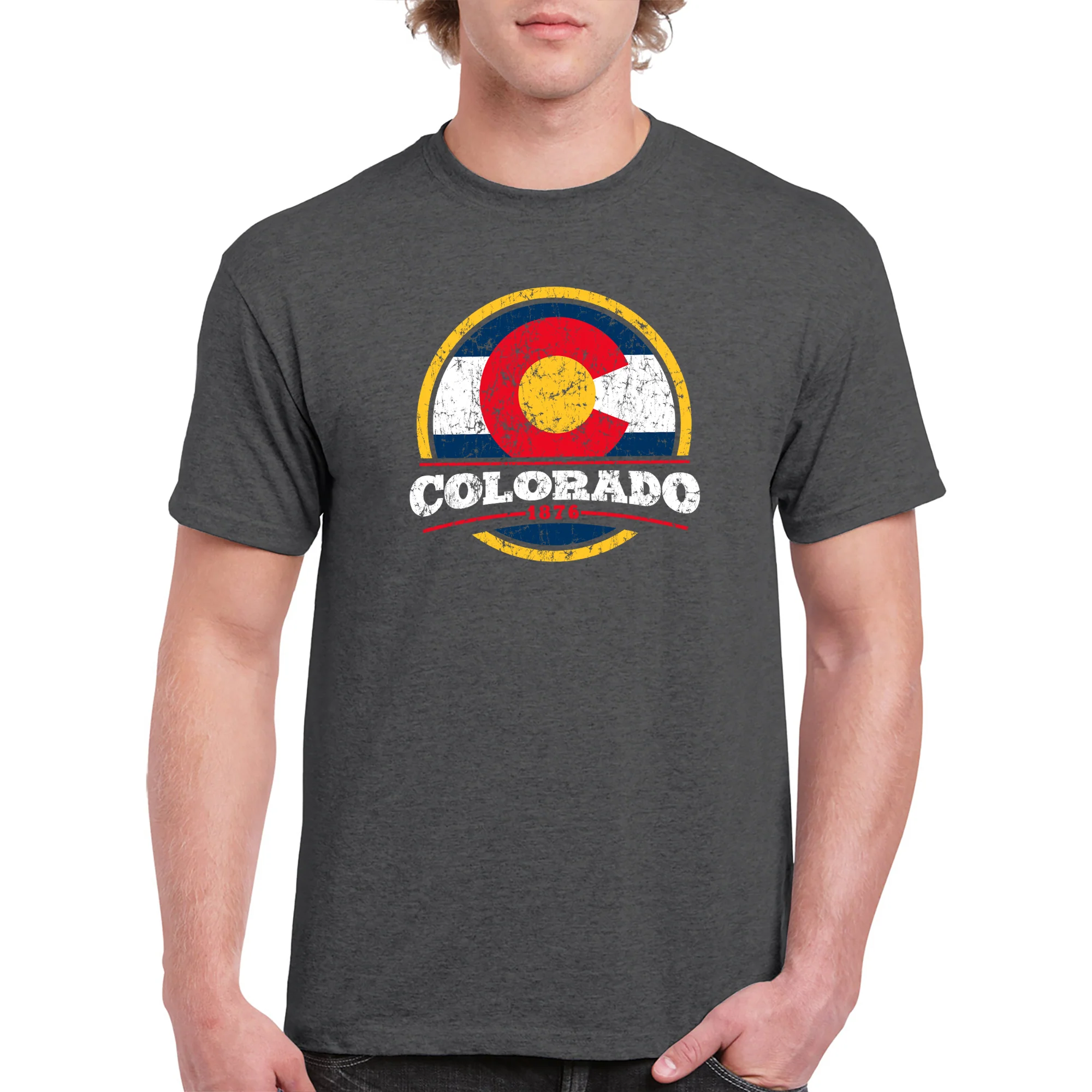 Colorado Distressed Circle T-Shirt - Dark Heather - Image 3